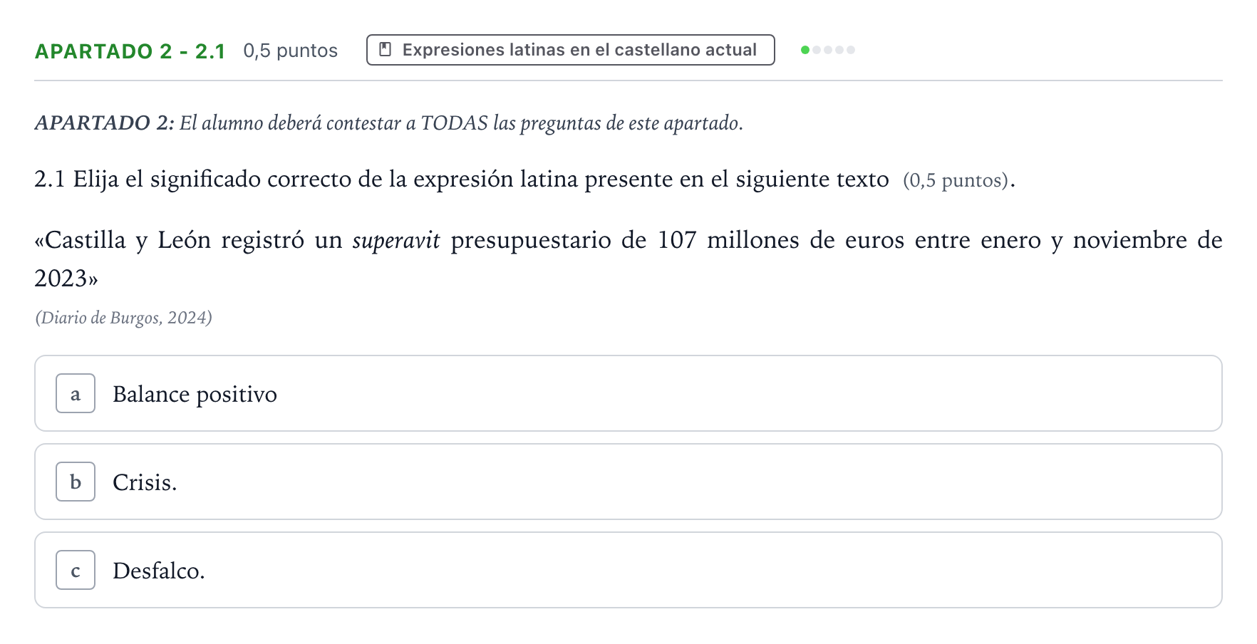 Enunciado: Apartado 2 - 2.1 · Latín II PAU Castilla y León Ordinaria 2025