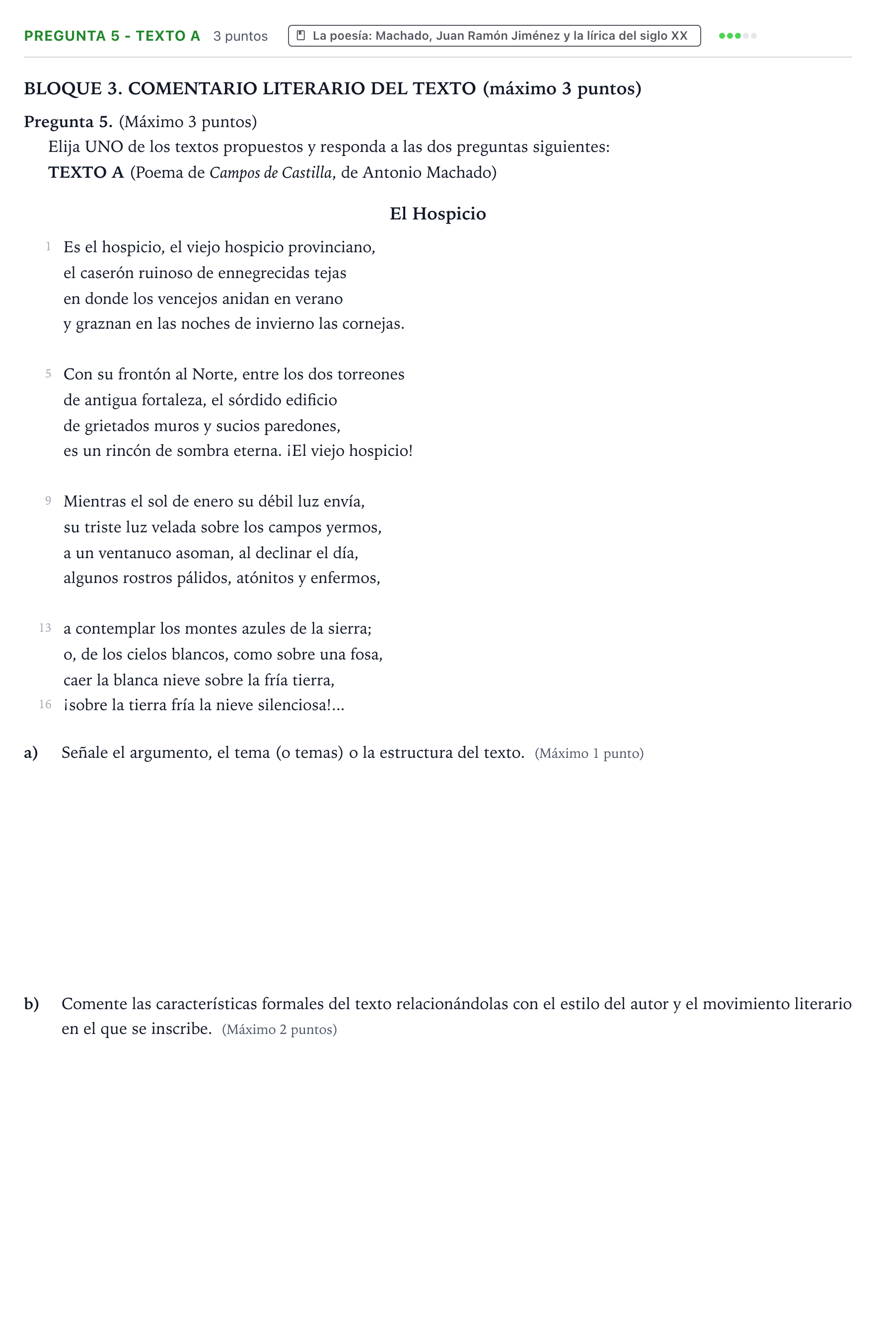 Enunciado: Pregunta 5 - Texto A · Lengua Castellana y Literatura II PAU Castilla y León Extraordinaria 2025