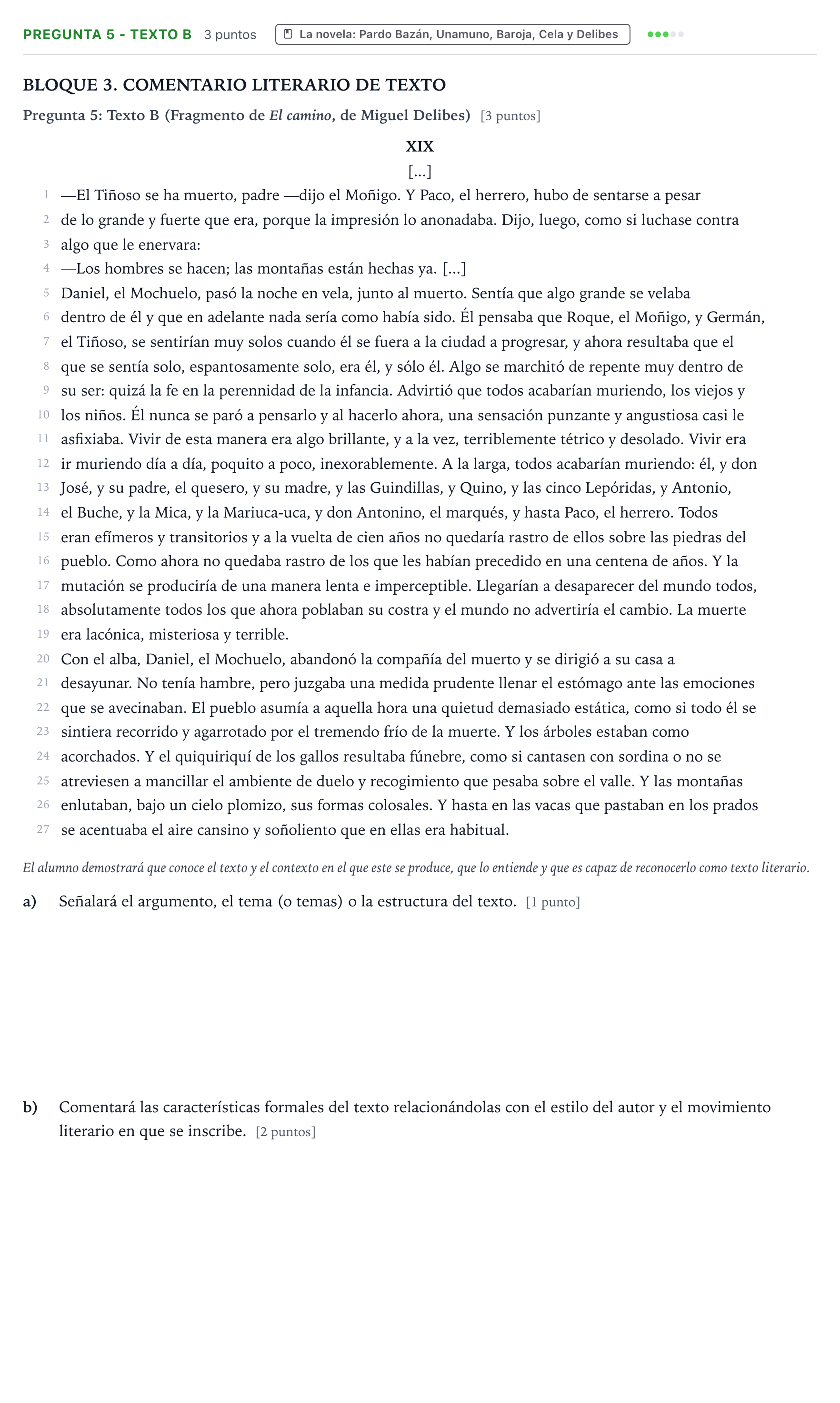 Enunciado: Pregunta 5 - Texto B · Lengua Castellana y Literatura II PAU Castilla y León Extraordinaria 2025