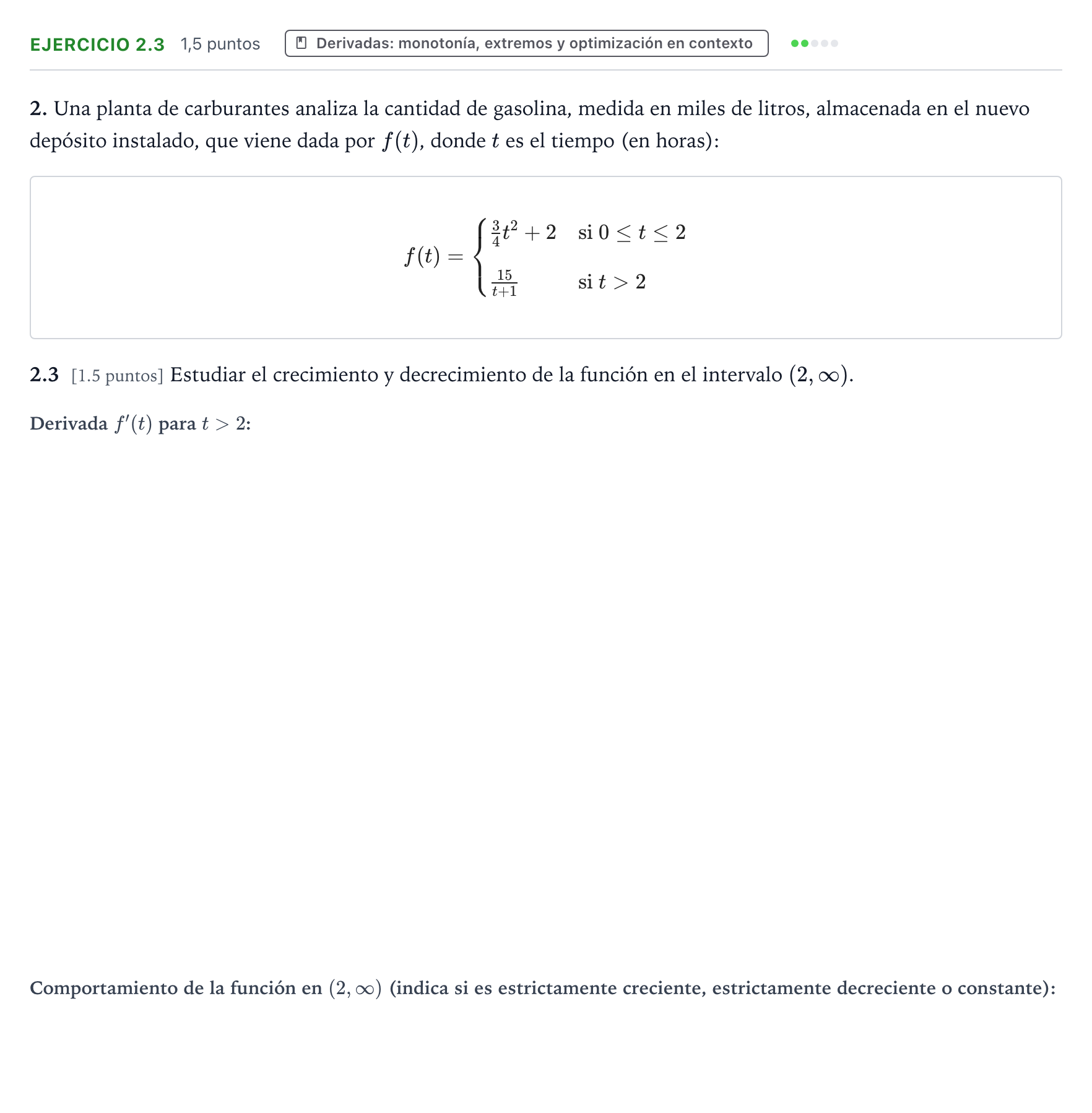 Enunciado: Ejercicio 2.3 · Matemáticas aplicadas a las Ciencias Sociales II PAU Castilla y León Extraordinaria 2025