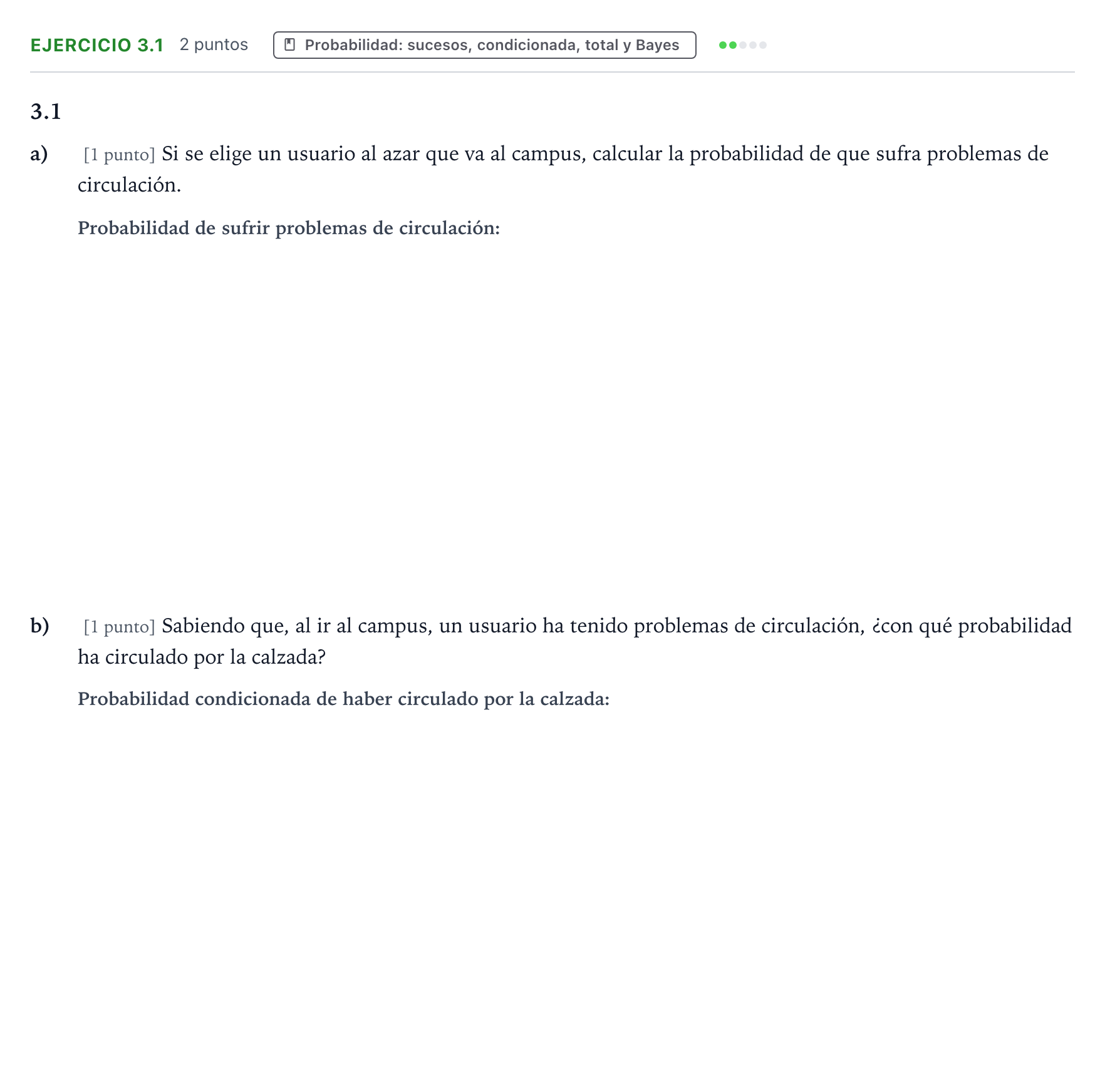 Enunciado: Ejercicio 3.1 · Matemáticas aplicadas a las Ciencias Sociales II PAU Castilla y León Extraordinaria 2025