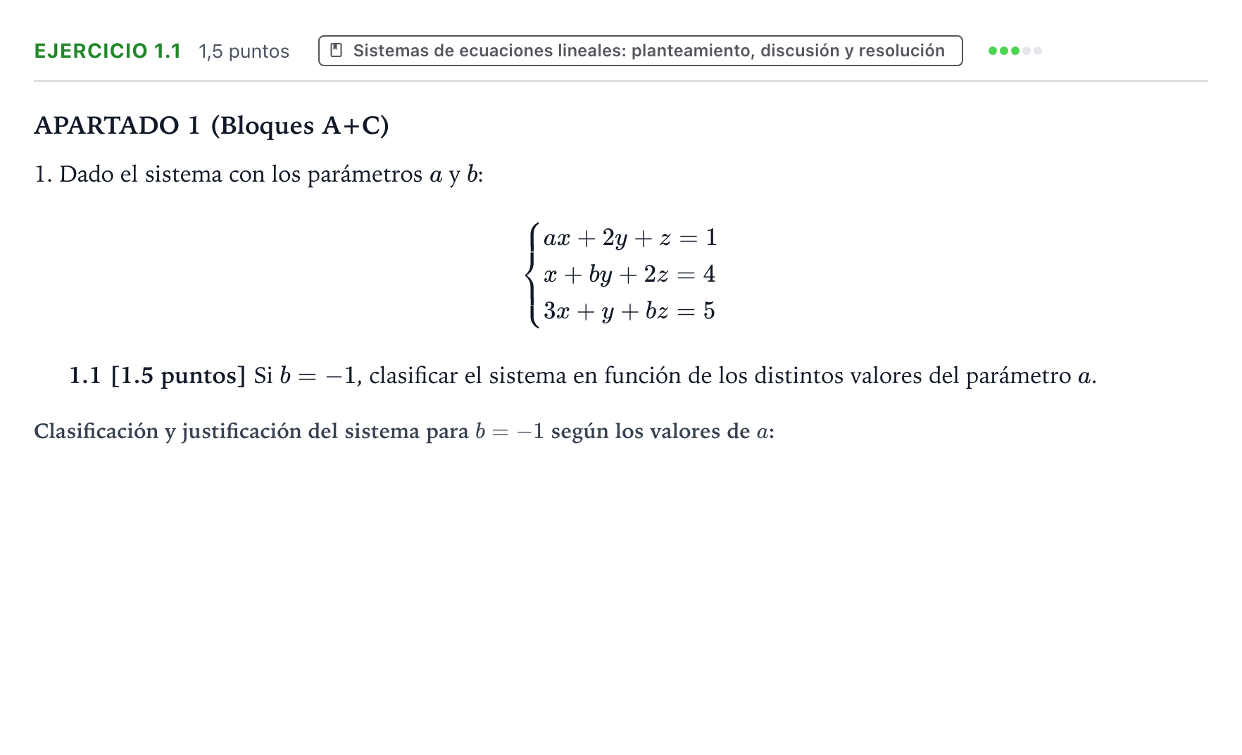 Enunciado: Ejercicio 1.1 · Matemáticas aplicadas a las Ciencias Sociales II PAU Castilla y León Ordinaria 2025