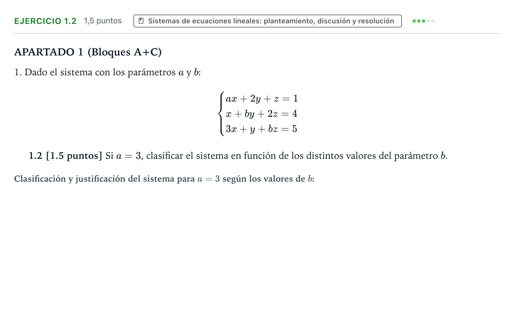 Enunciado: Ejercicio 1.2 · Matemáticas aplicadas a las Ciencias Sociales II PAU Castilla y León Ordinaria 2025
