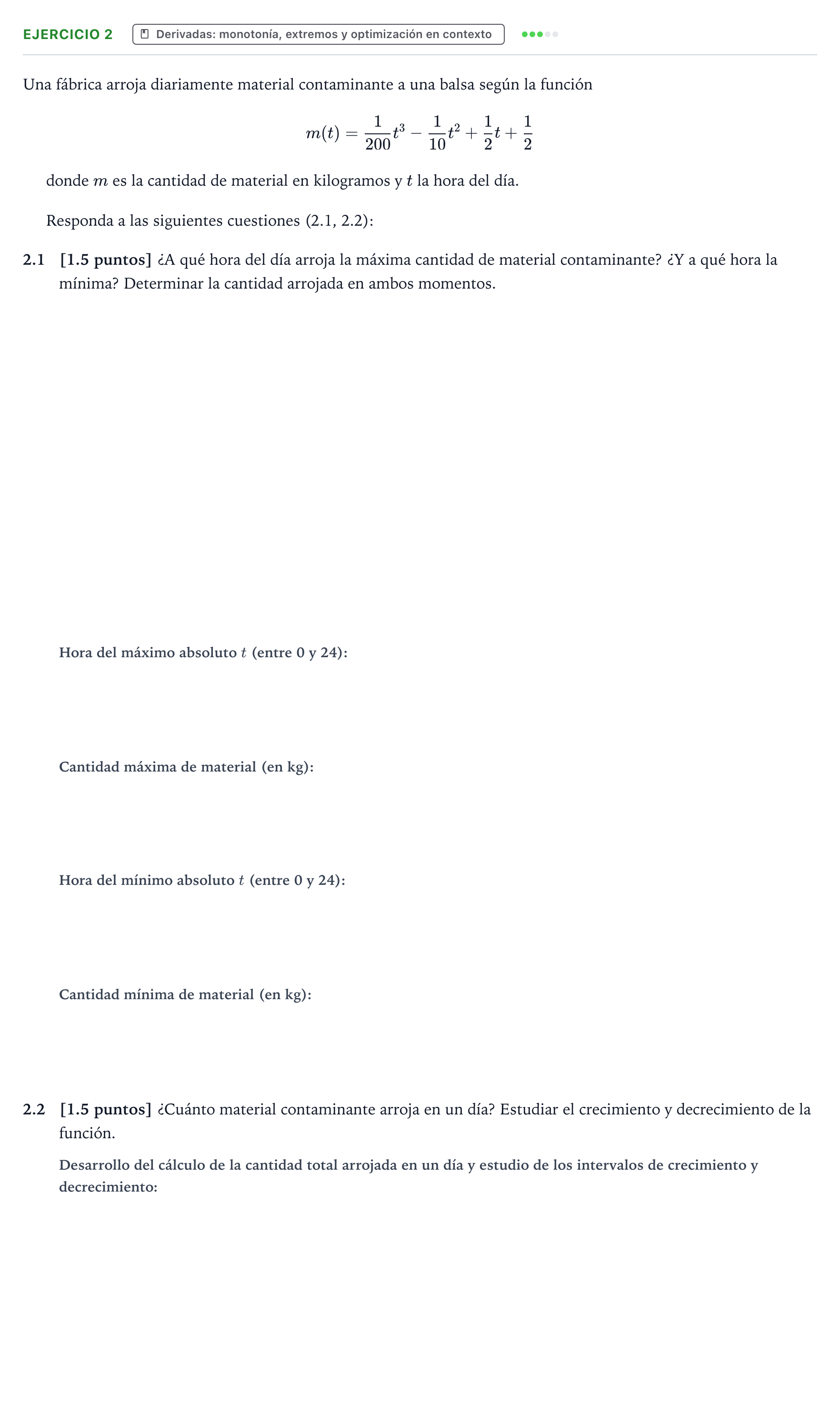 Enunciado: Ejercicio 2 - Derivadas · Matemáticas aplicadas a las Ciencias Sociales II PAU Castilla y León Ordinaria 2025