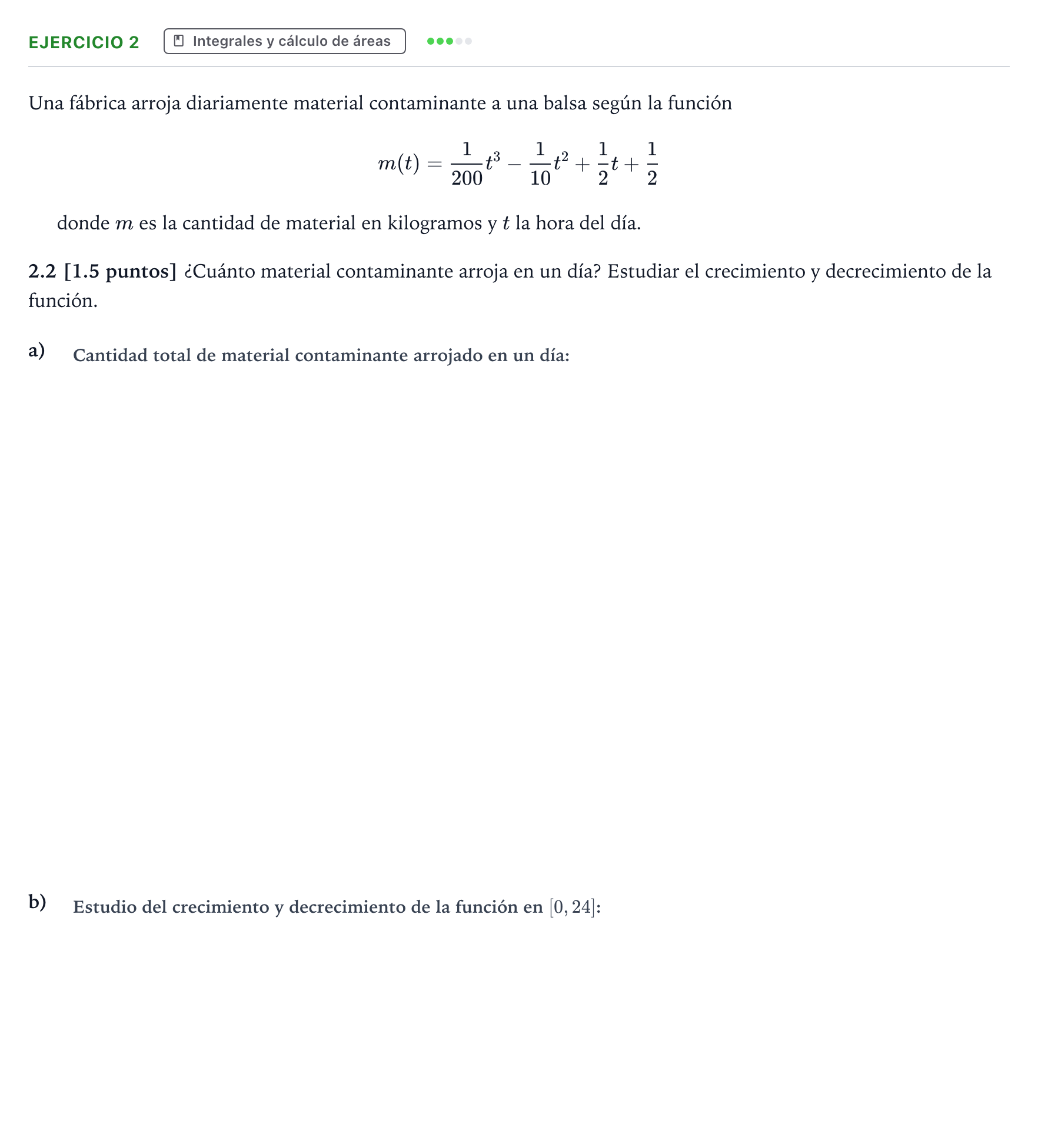 Enunciado: Ejercicio 2 - Integrales · Matemáticas aplicadas a las Ciencias Sociales II PAU Castilla y León Ordinaria 2025