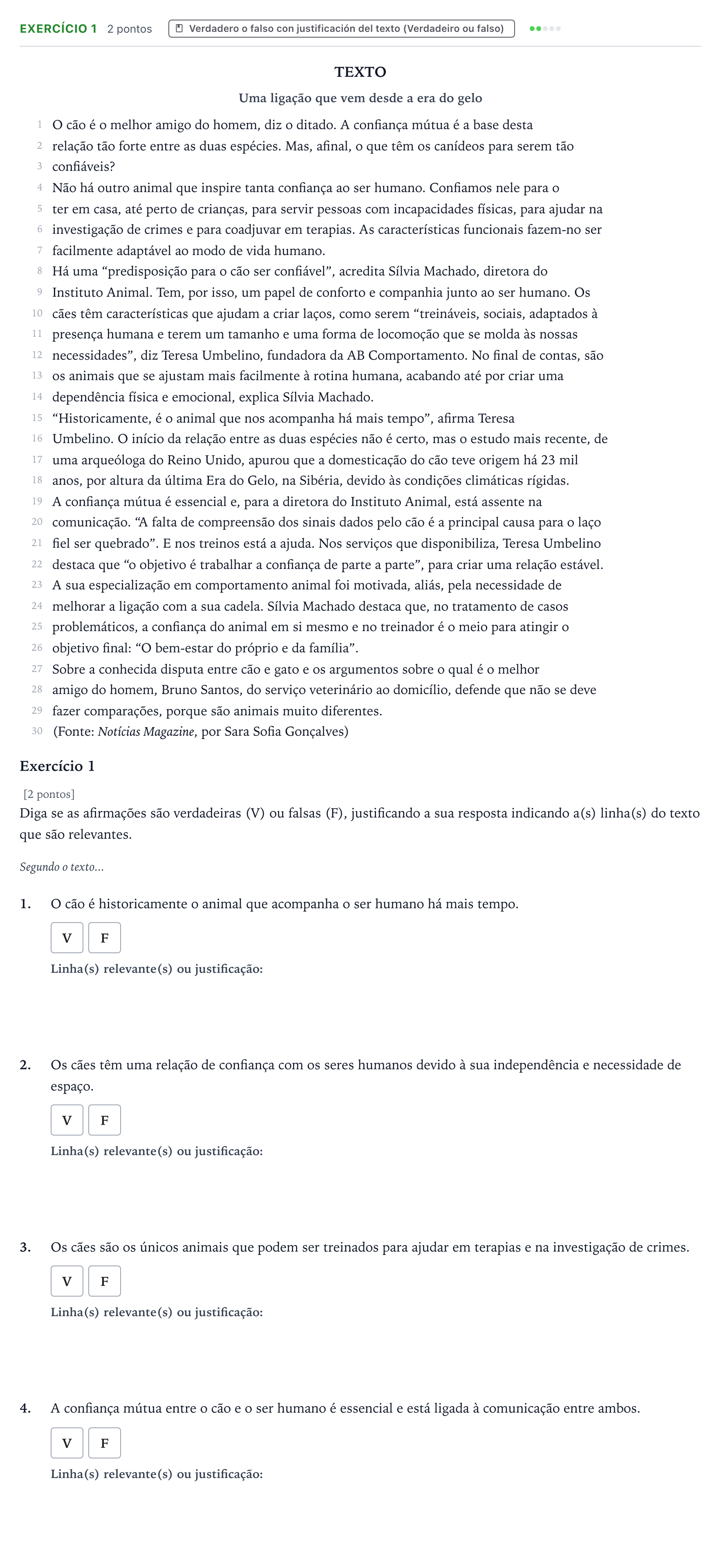 Enunciado: Ejercicio Exercício 1 · Portugués PAU Castilla y León Extraordinaria 2025