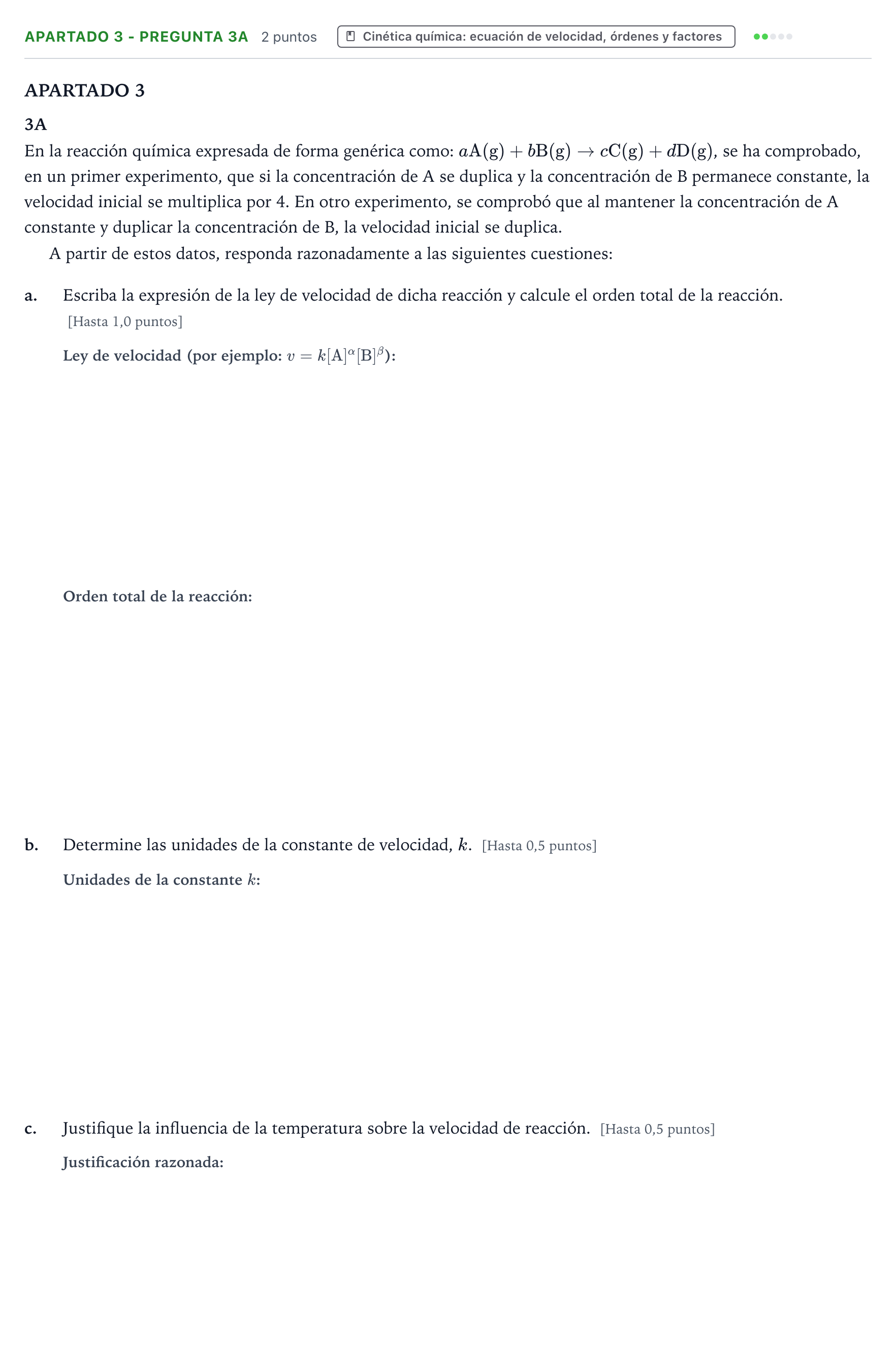 Enunciado: Apartado 3 - Pregunta 3A · Química PAU Castilla y León Extraordinaria 2025