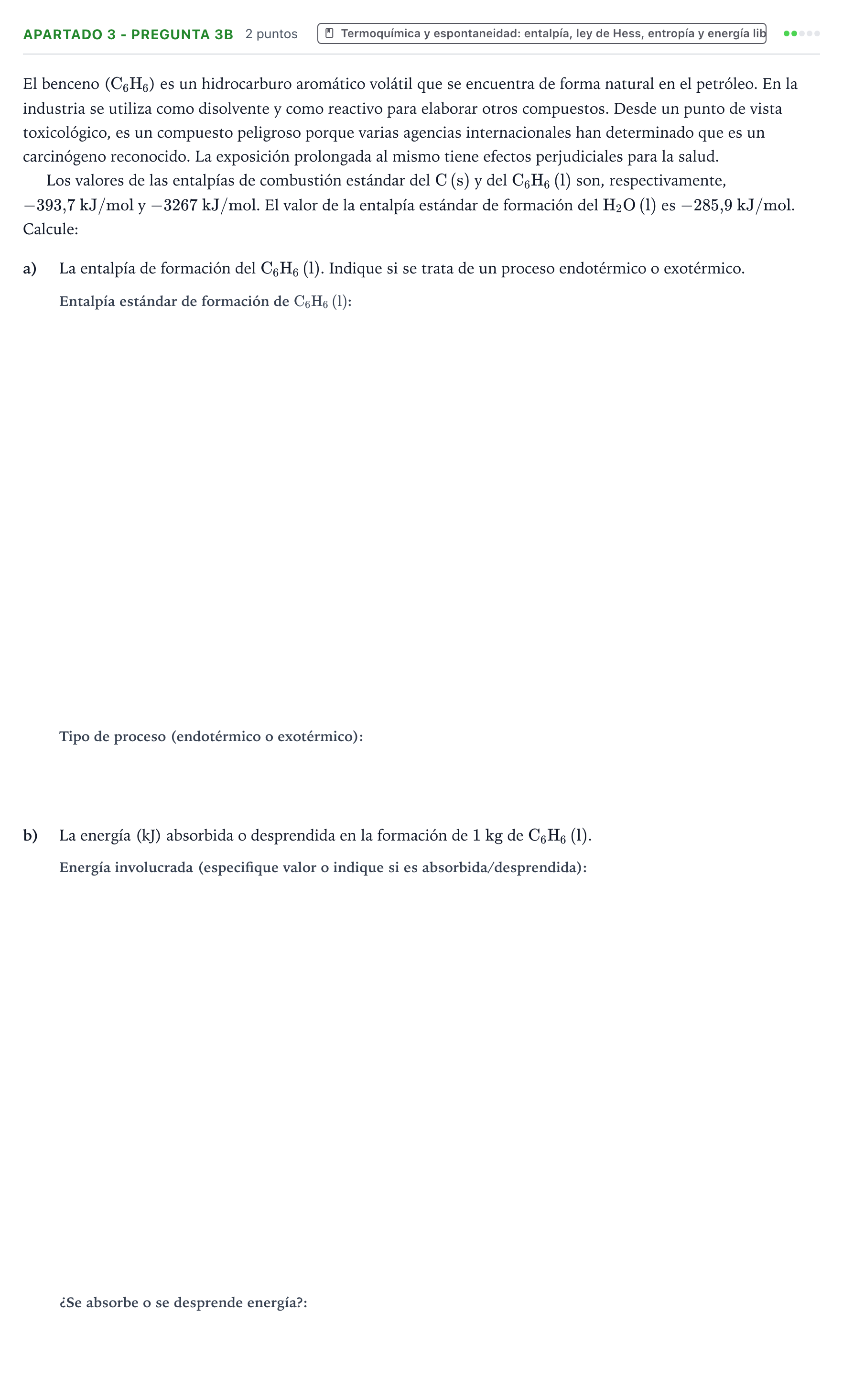 Enunciado: Apartado 3 - Pregunta 3B · Química PAU Castilla y León Extraordinaria 2025