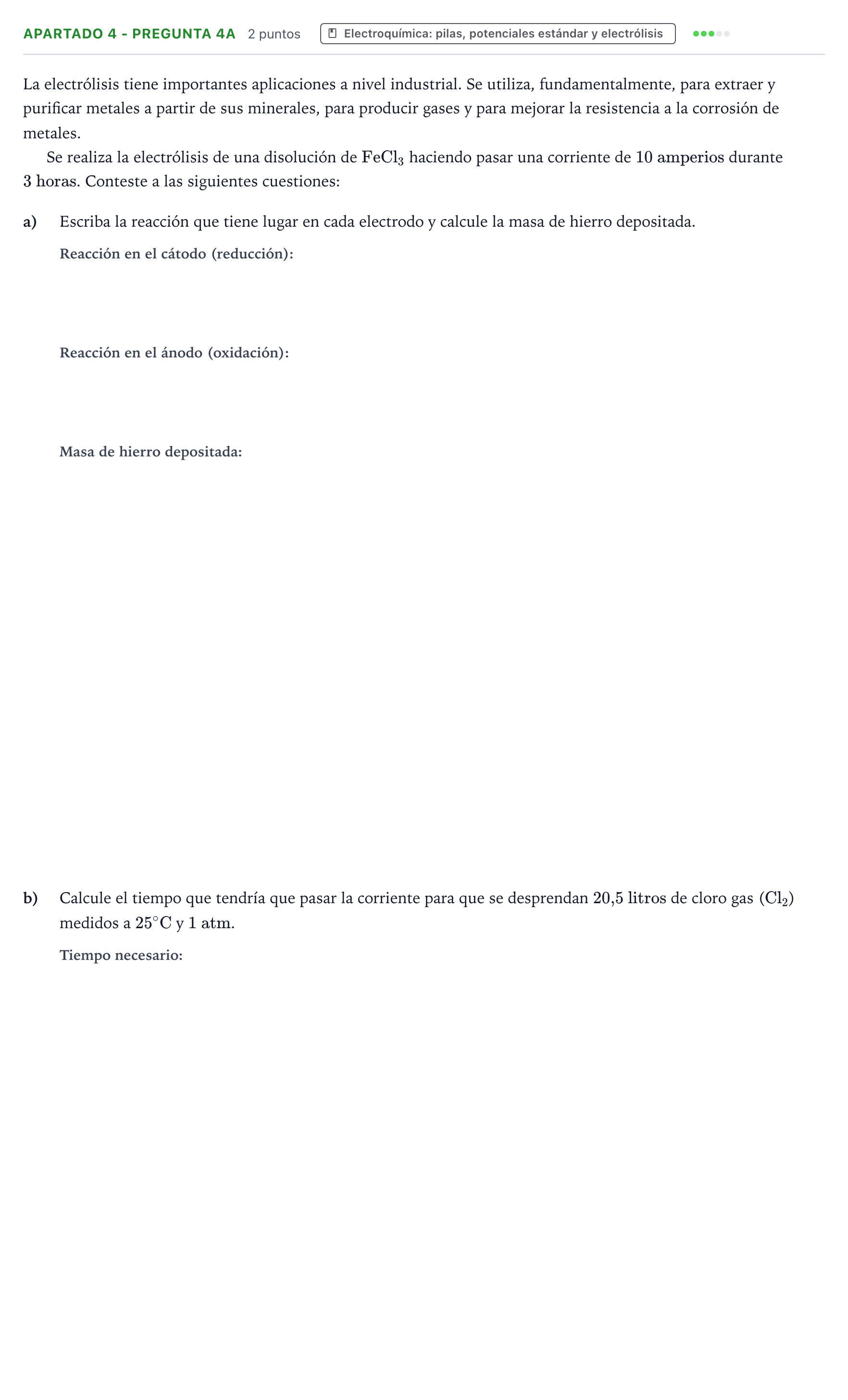 Enunciado: Apartado 4 - Pregunta 4A · Química PAU Castilla y León Extraordinaria 2025