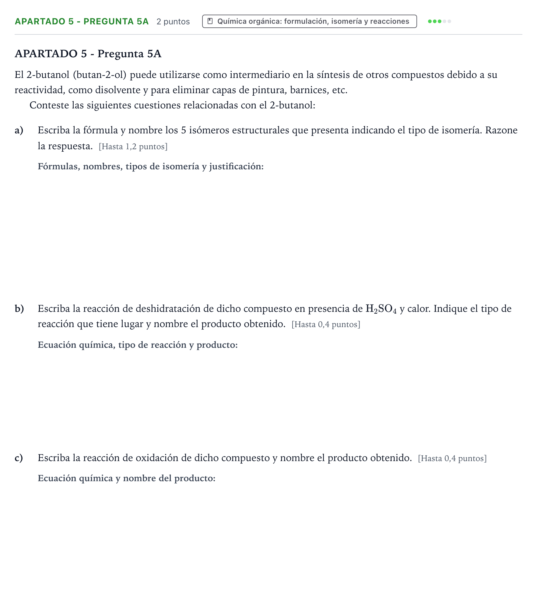 Enunciado: Apartado 5 - Pregunta 5A · Química PAU Castilla y León Extraordinaria 2025