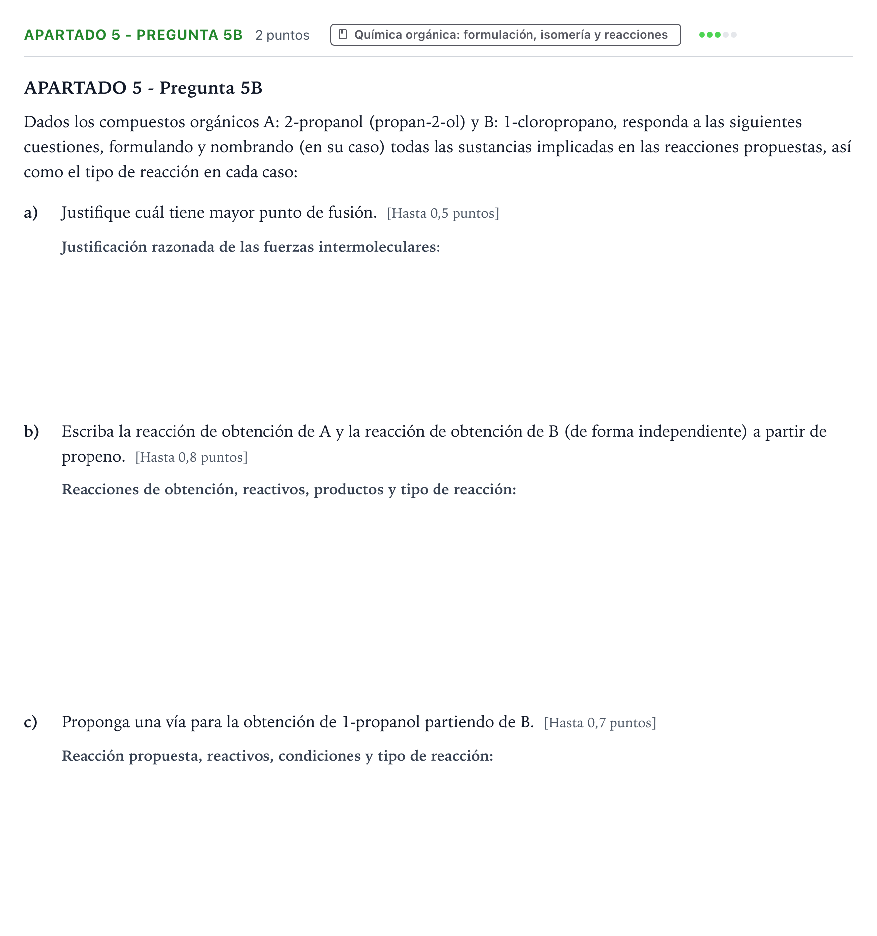 Enunciado: Apartado 5 - Pregunta 5B · Química PAU Castilla y León Extraordinaria 2025