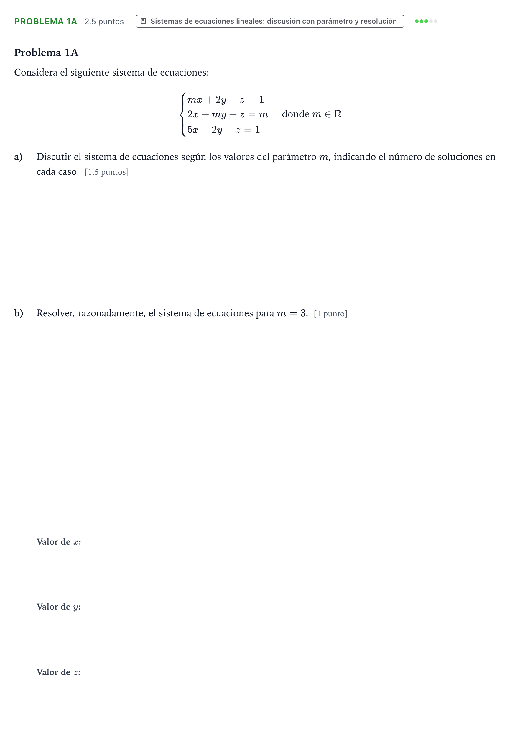 Enunciado: Problema 1A · Matemáticas II PAU Castilla y León Ordinaria 2025