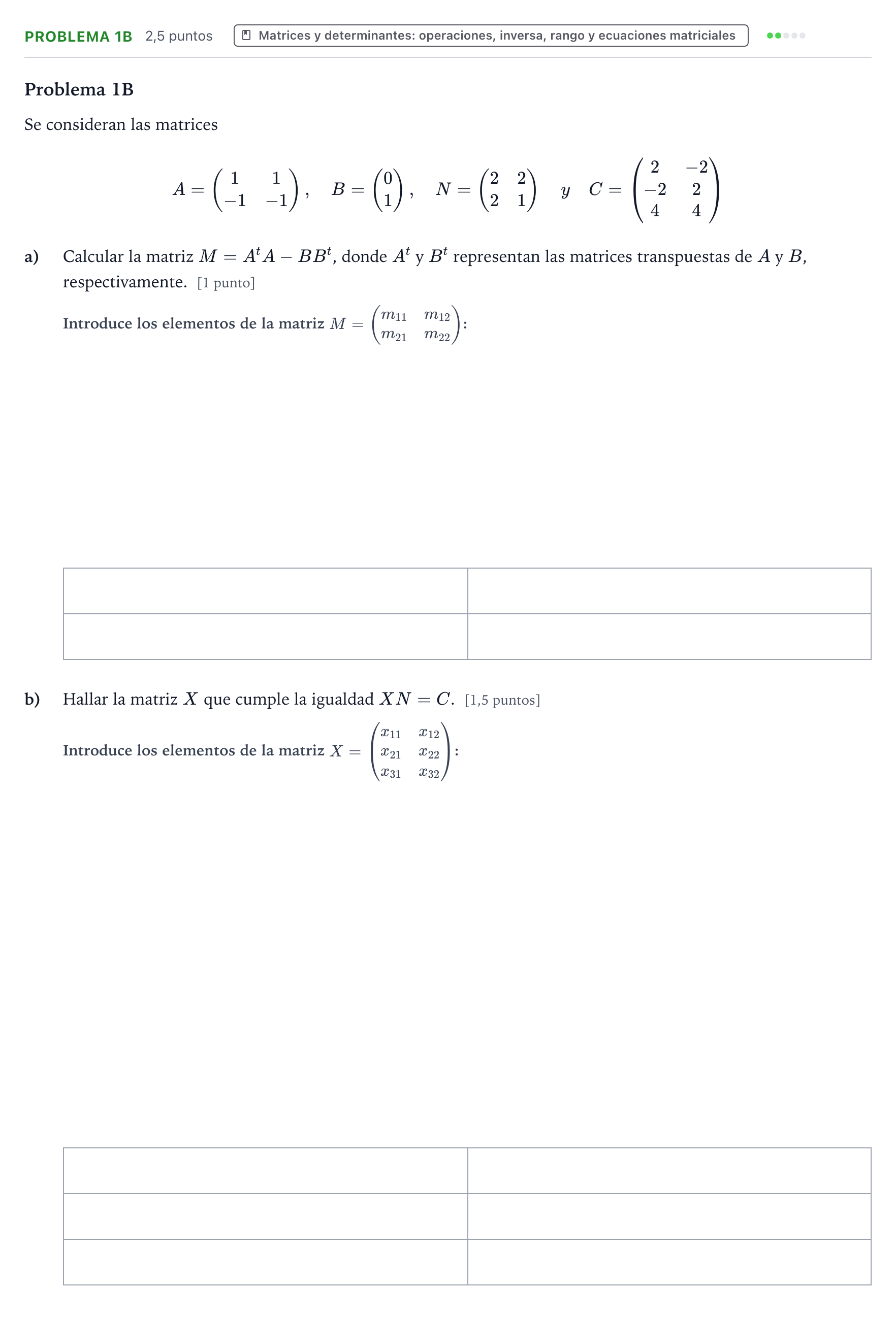 Enunciado: Problema 1B · Matemáticas II PAU Castilla y León Ordinaria 2025