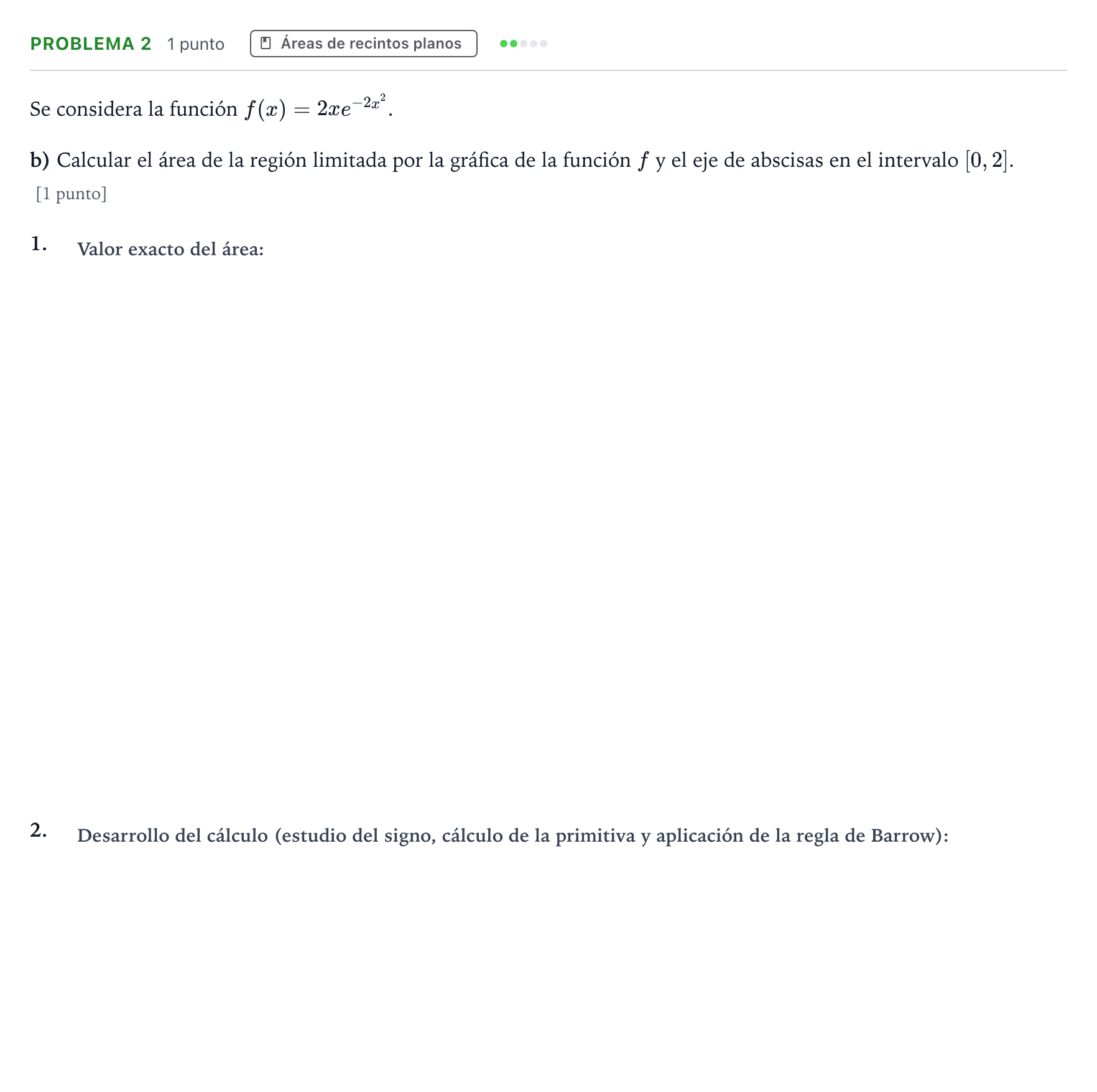 Enunciado: Problema 2 - Áreas de recintos planos · Matemáticas II PAU Castilla y León Ordinaria 2025