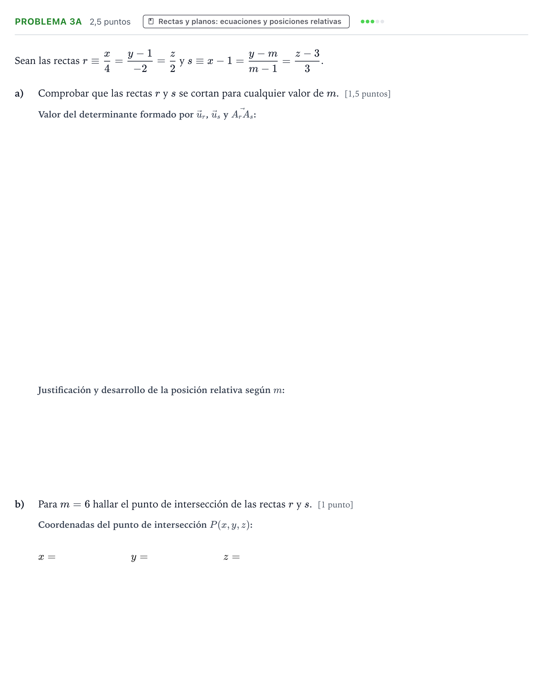 Enunciado: Problema 3A · Matemáticas II PAU Castilla y León Ordinaria 2025