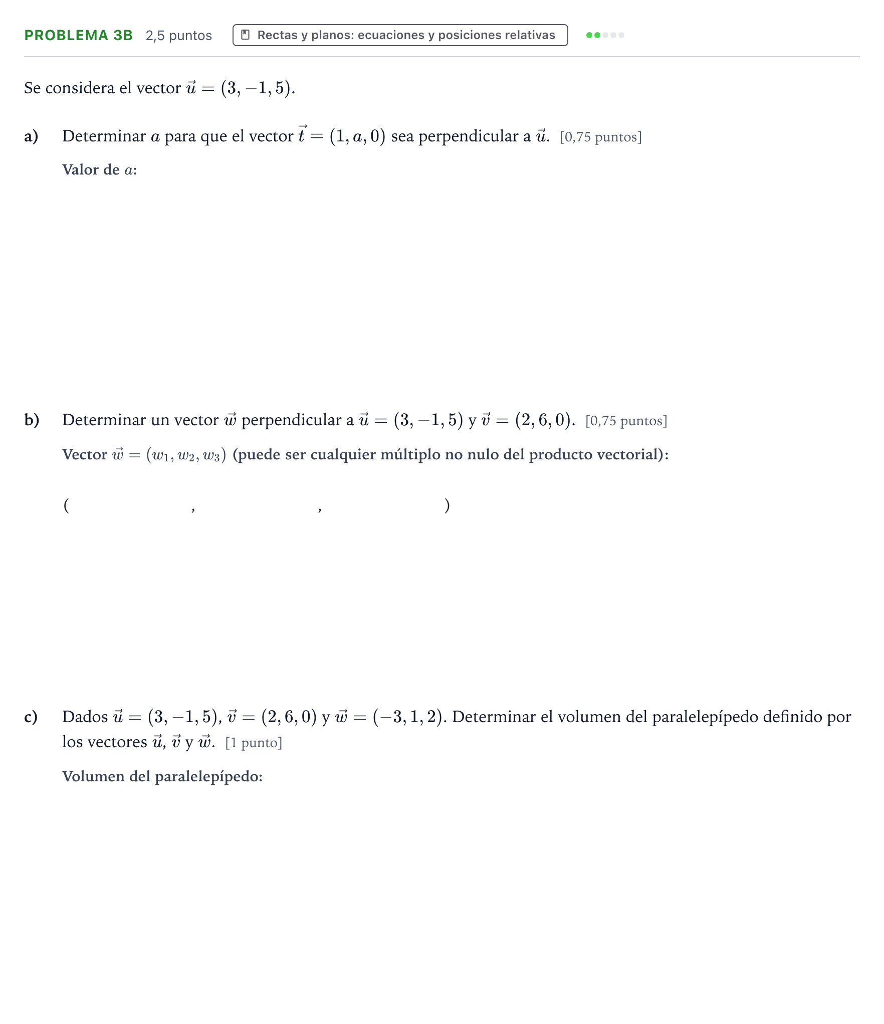 Enunciado: Problema 3B · Matemáticas II PAU Castilla y León Ordinaria 2025