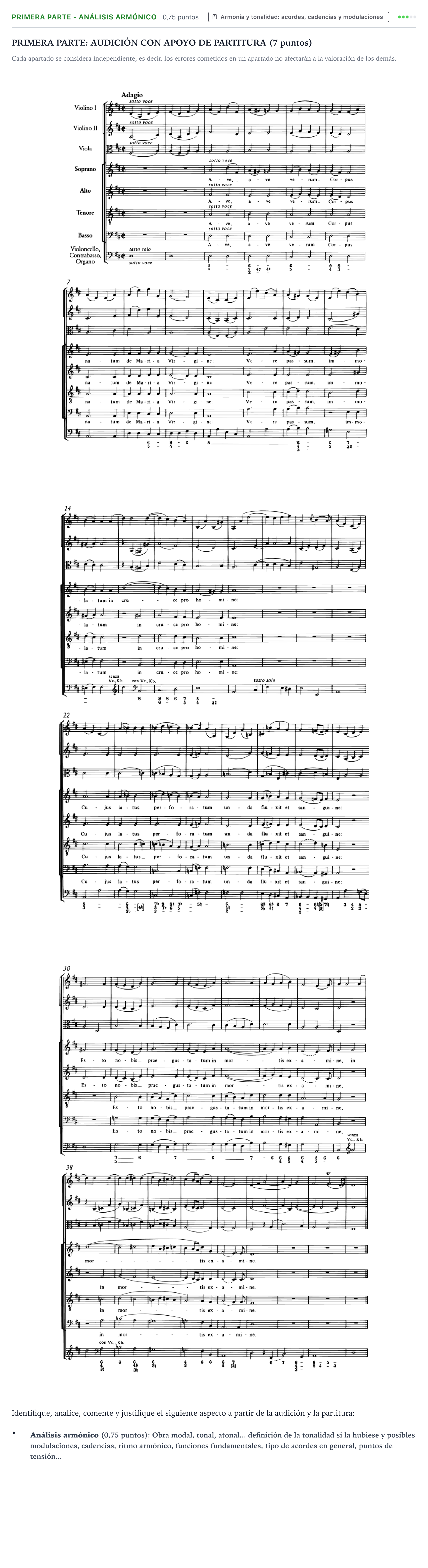 Enunciado: Ejercicio Primera Parte - Análisis armónico · Análisis Musical II PAU Castilla y León Extraordinaria 2025