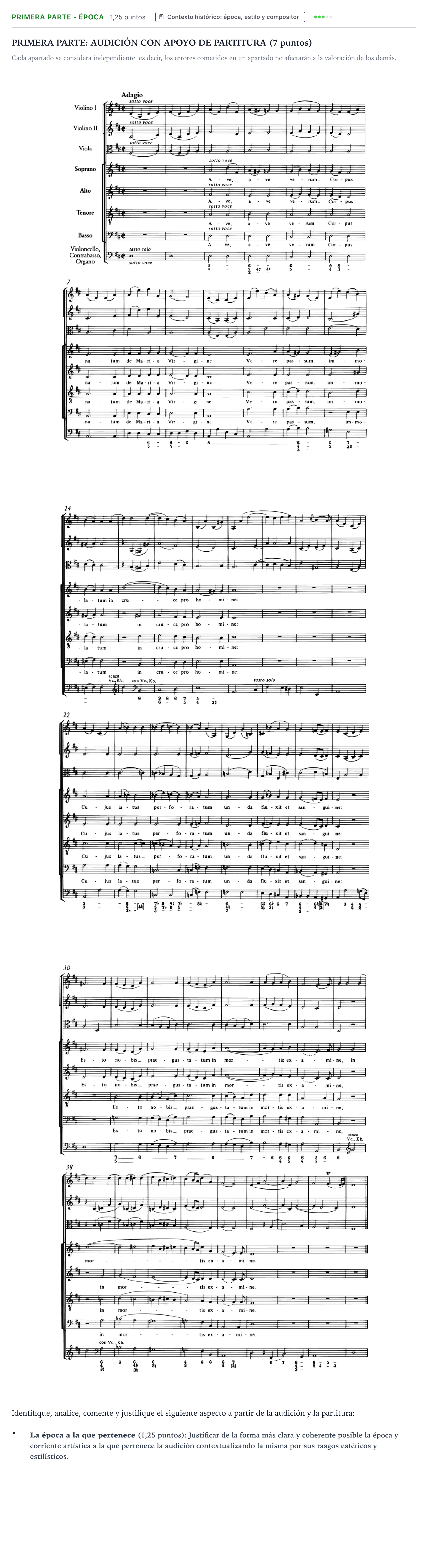 Enunciado: Ejercicio Primera Parte - Época · Análisis Musical II PAU Castilla y León Extraordinaria 2025