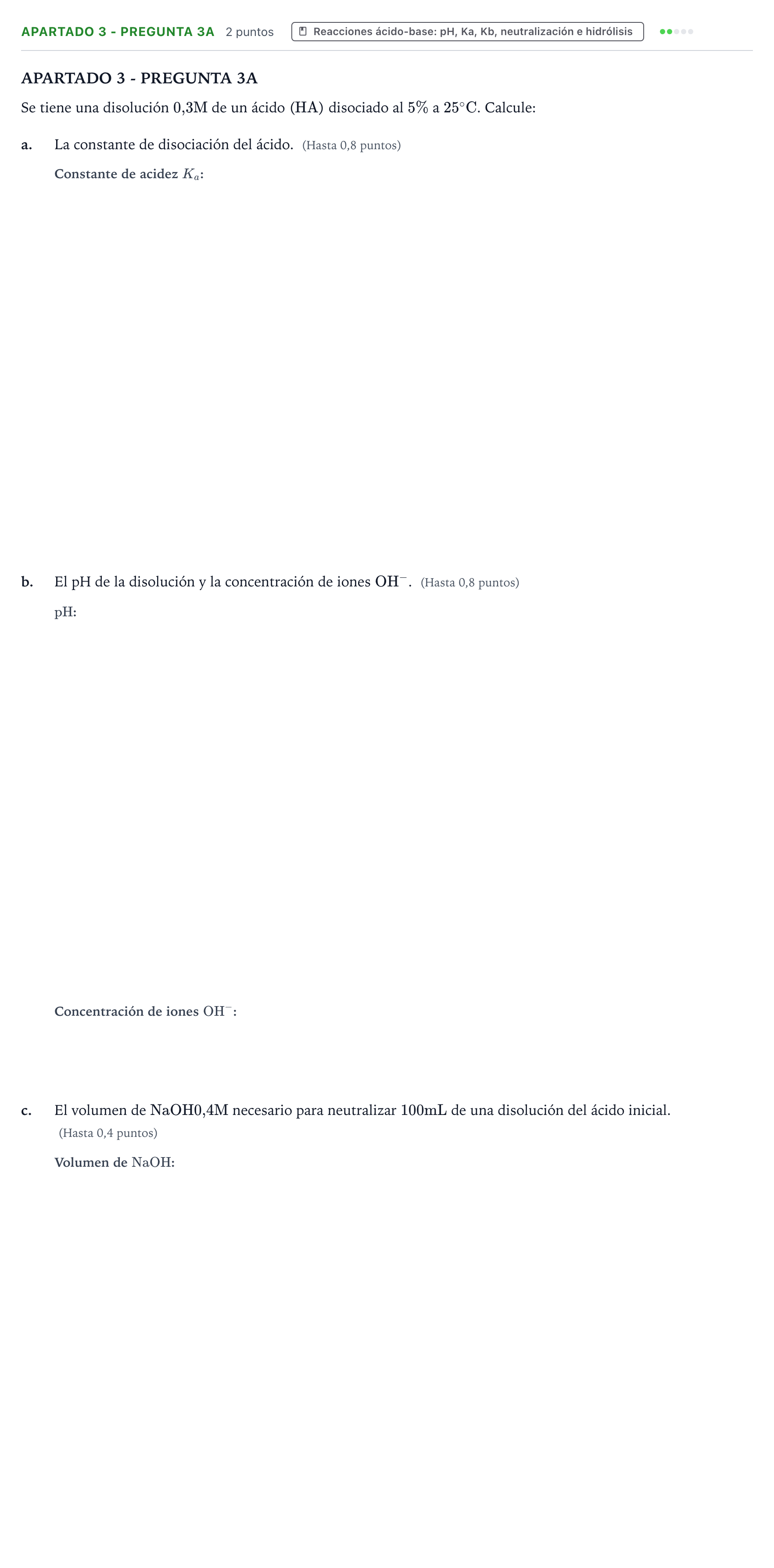 Enunciado: Apartado 3 - Pregunta 3A · Química PAU Castilla y León Ordinaria 2025