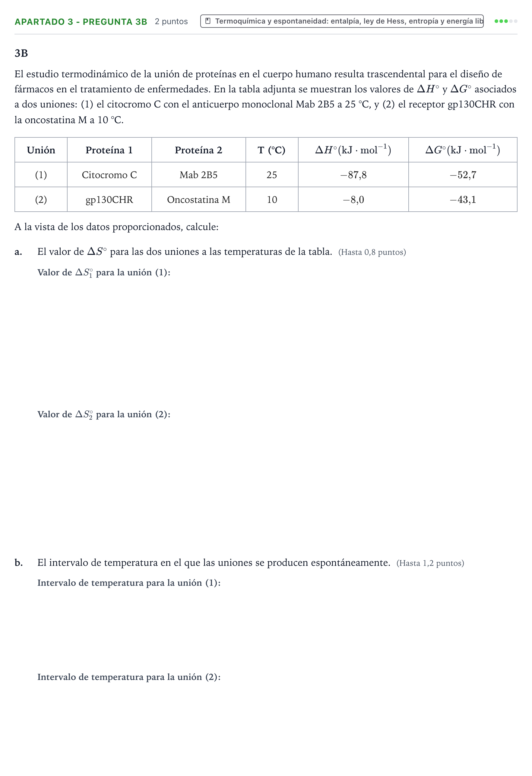 Enunciado: Apartado 3 - Pregunta 3B · Química PAU Castilla y León Ordinaria 2025