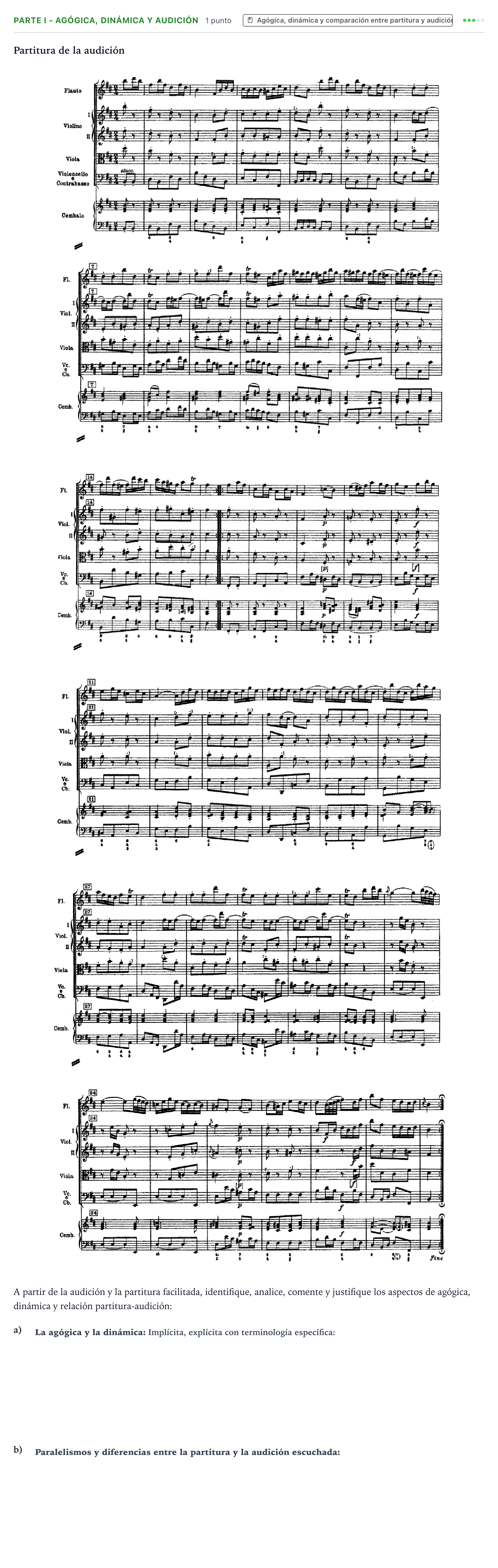 Enunciado: Ejercicio Parte I - Agógica, dinámica y audición · Análisis Musical II PAU Castilla y León Ordinaria 2025