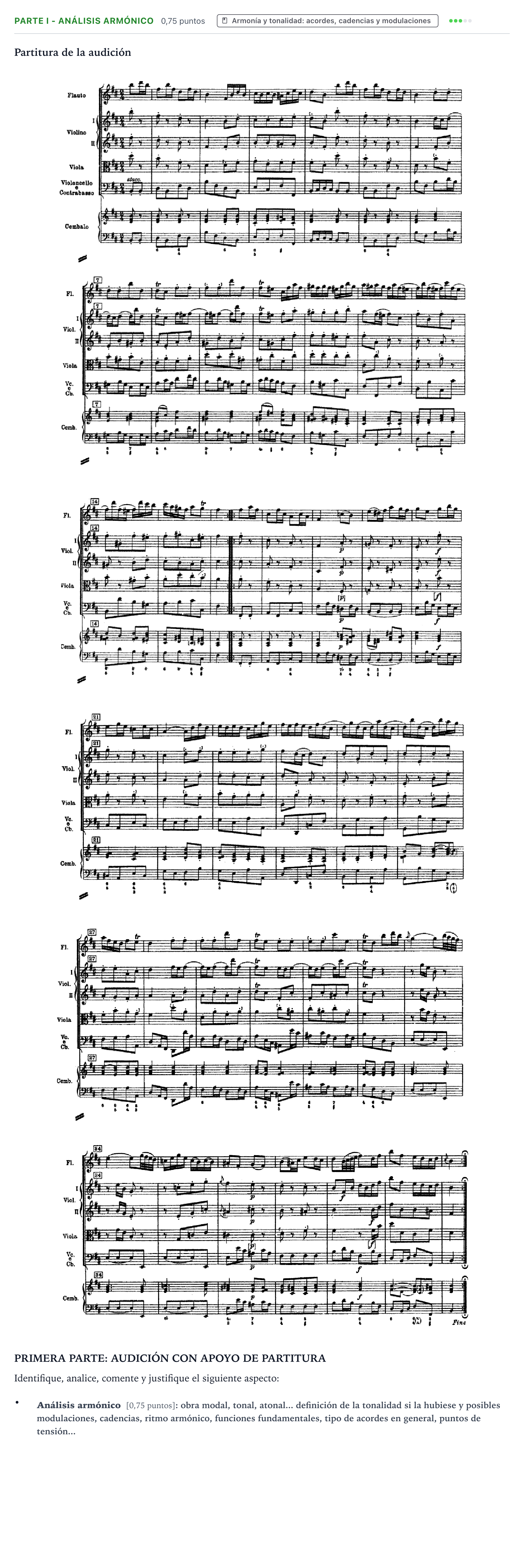 Enunciado: Ejercicio Parte I - Análisis armónico · Análisis Musical II PAU Castilla y León Ordinaria 2025