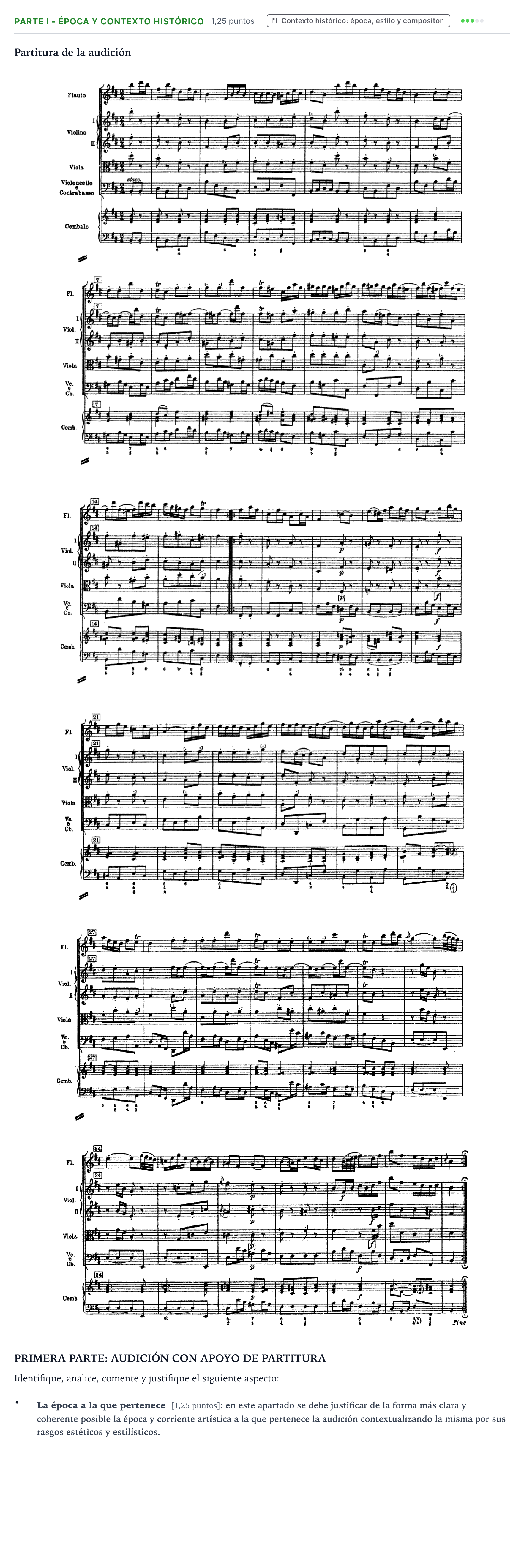 Enunciado: Ejercicio Parte I - Época y contexto histórico · Análisis Musical II PAU Castilla y León Ordinaria 2025