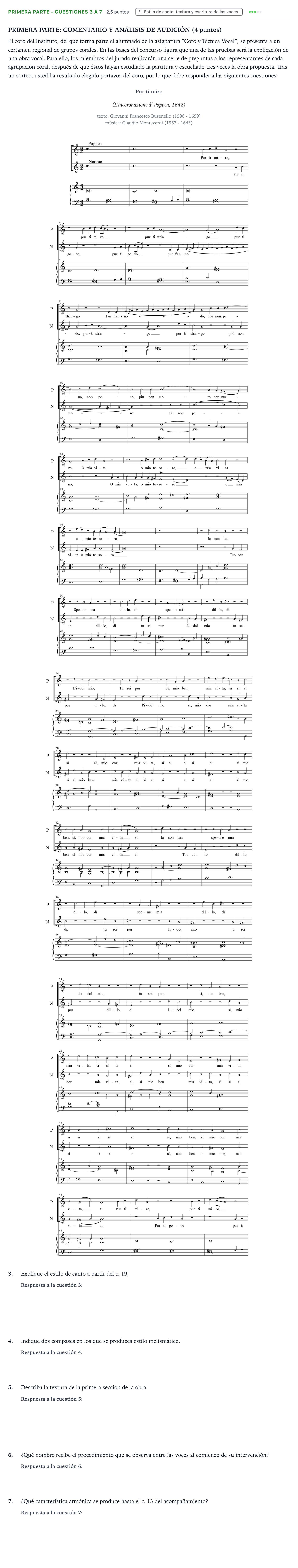 Enunciado: Ejercicio Primera Parte - Cuestiones 3 a 7 · Coro y Técnica Vocal PAU Castilla y León Extraordinaria 2025