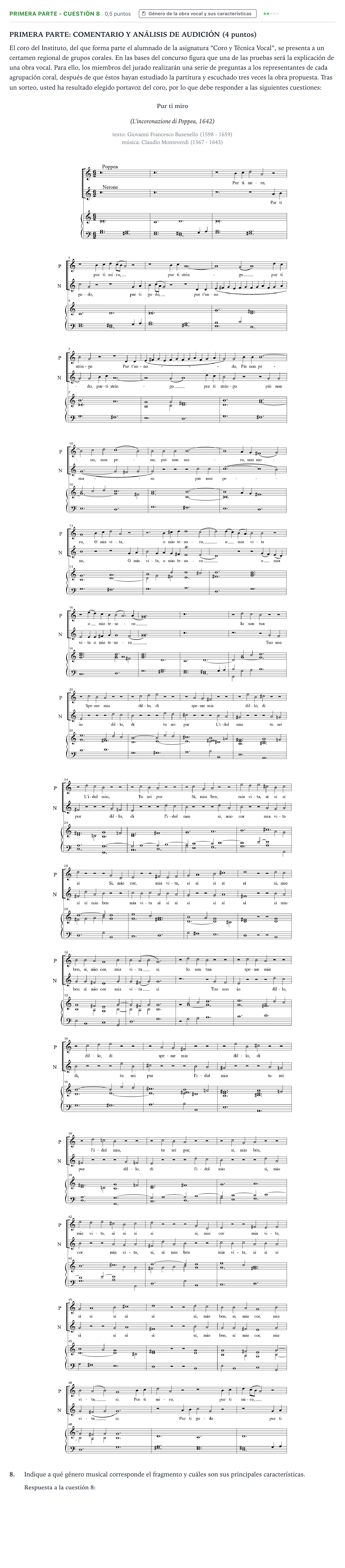 Enunciado: Ejercicio Primera Parte - Cuestión 8 · Coro y Técnica Vocal PAU Castilla y León Extraordinaria 2025