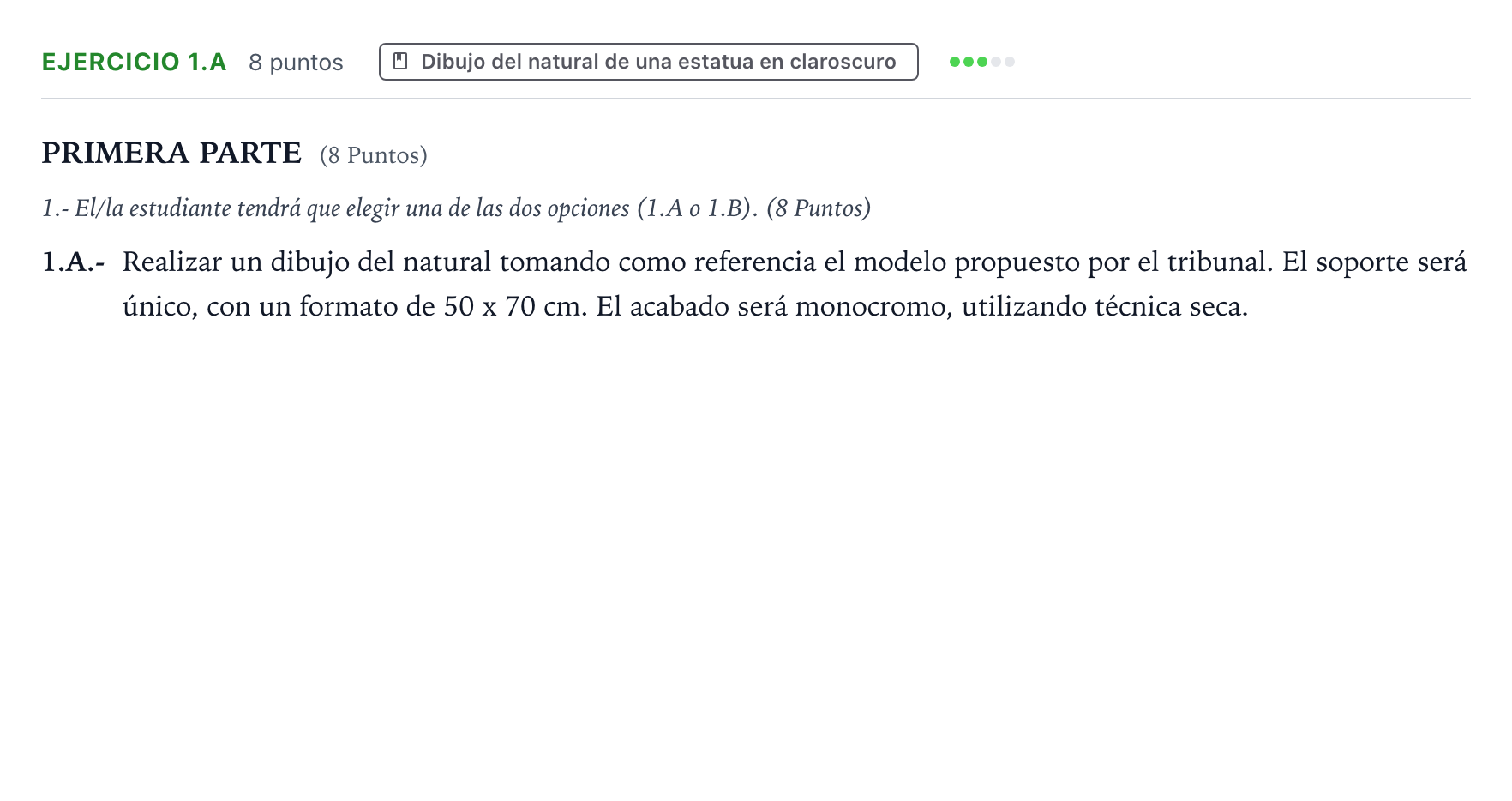 Enunciado: Ejercicio 1.A · Dibujo Artístico II PAU Castilla y León Extraordinaria 2025