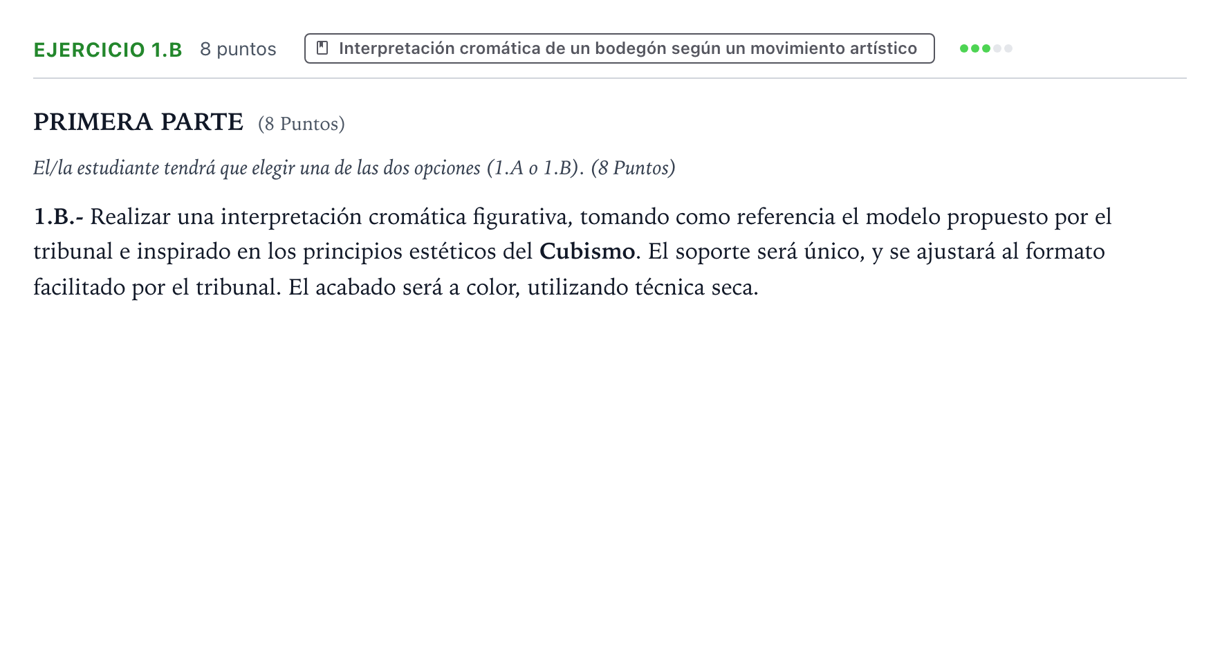 Enunciado: Ejercicio 1.B · Dibujo Artístico II PAU Castilla y León Ordinaria 2025