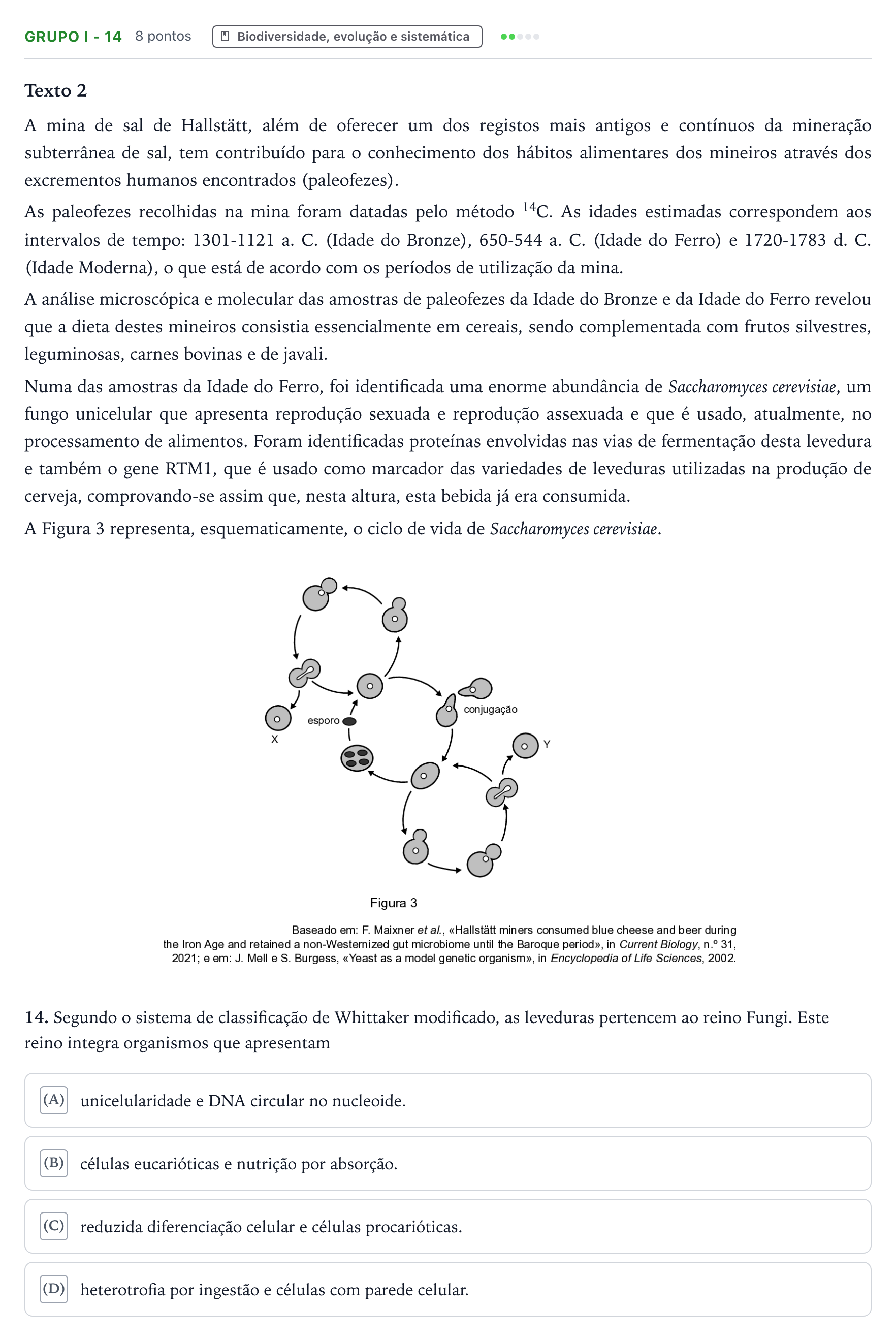 Enunciado: Grupo I - 14 · Exame Nacional Biologia e Geologia 2.ª fase 2025