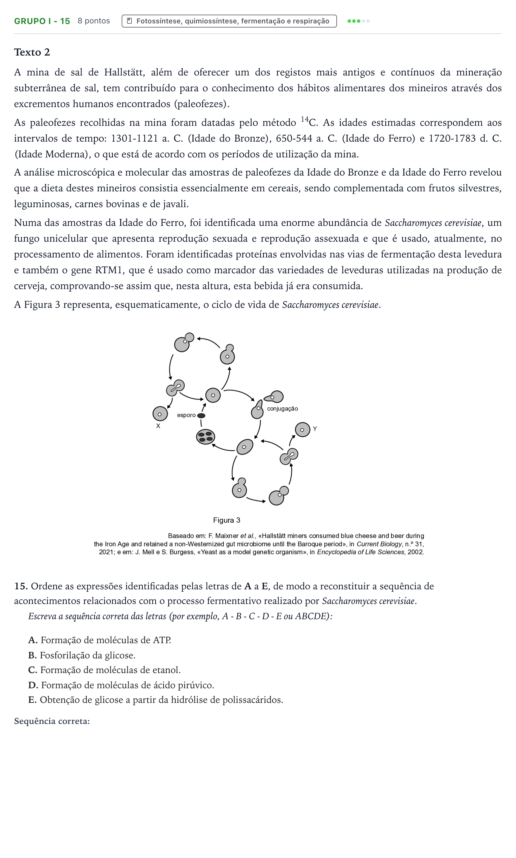 Enunciado: Grupo I - 15 · Exame Nacional Biologia e Geologia 2.ª fase 2025