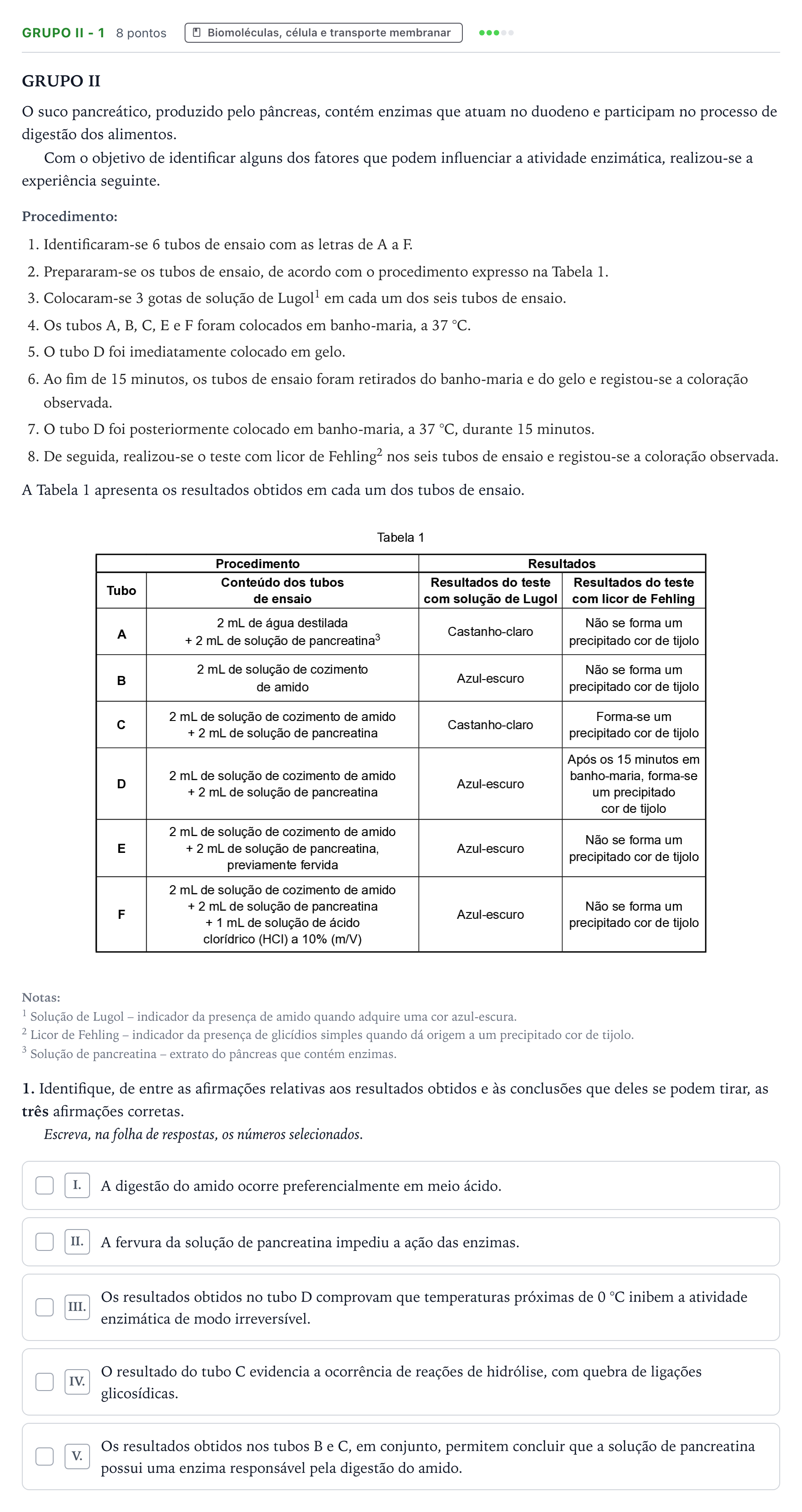 Enunciado: Grupo II - 1 · Exame Nacional Biologia e Geologia 2.ª fase 2025