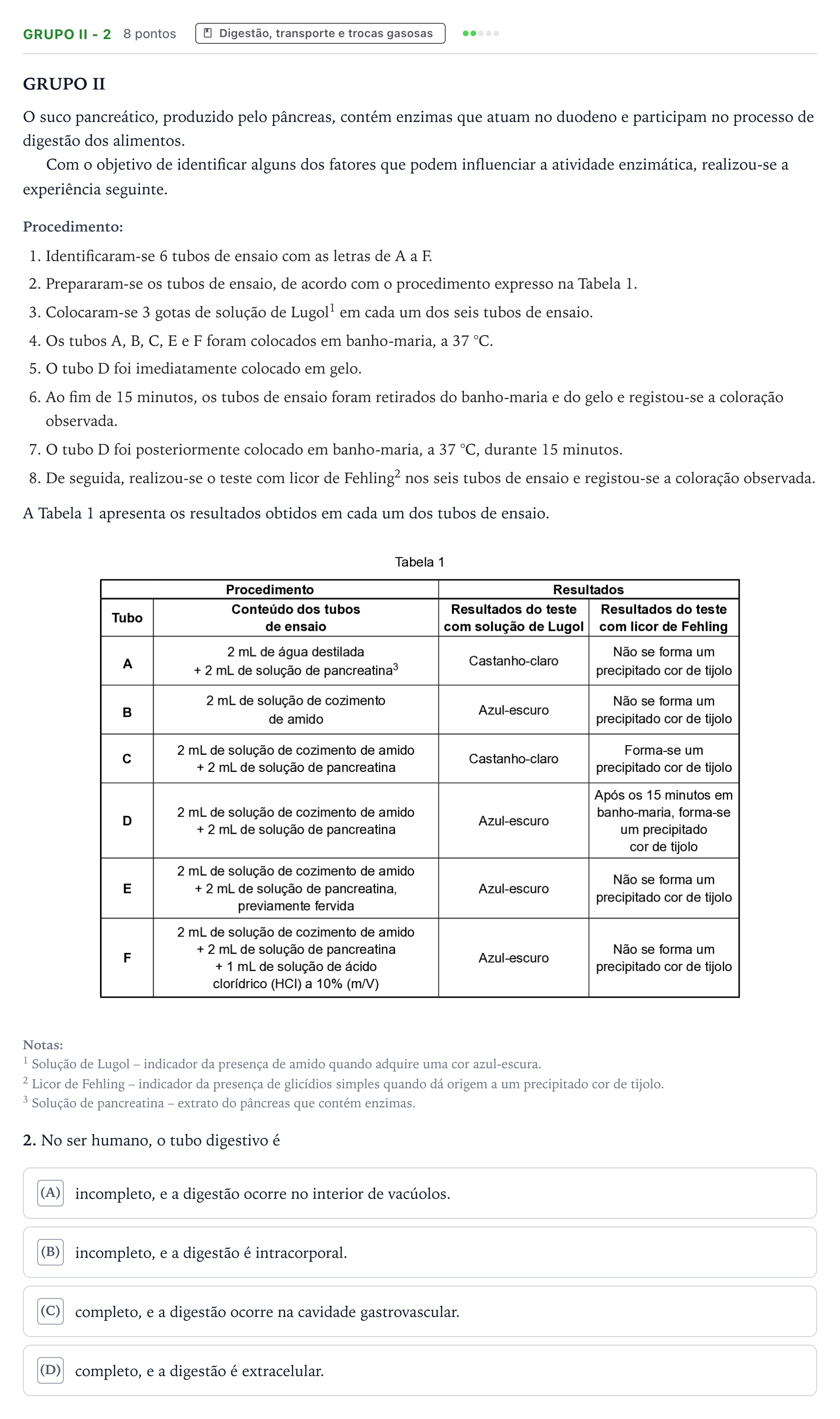 Enunciado: Grupo II - 2 · Exame Nacional Biologia e Geologia 2.ª fase 2025