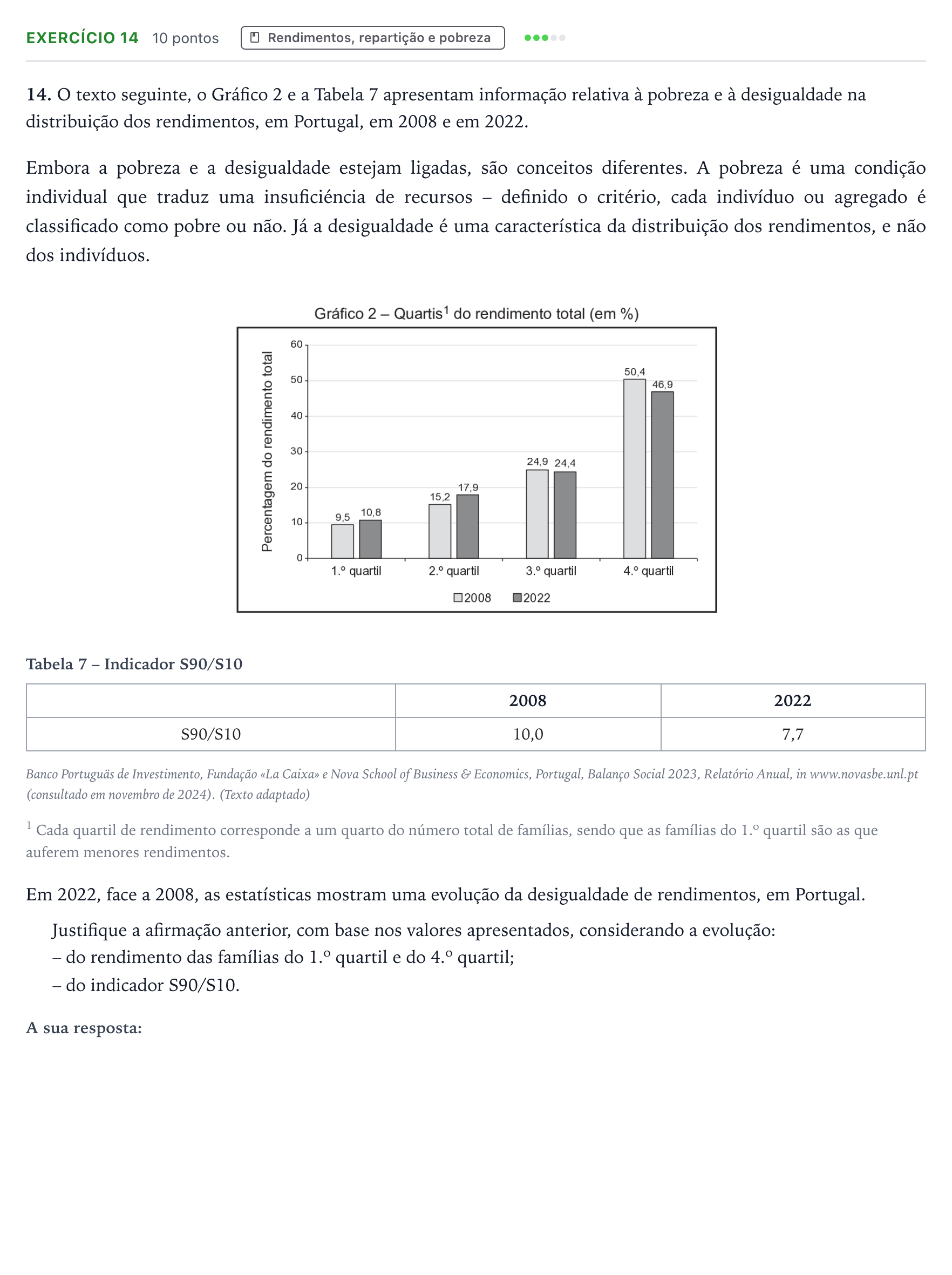 Enunciado: Exercício 14 · Exame Nacional Economia A Época especial 2025