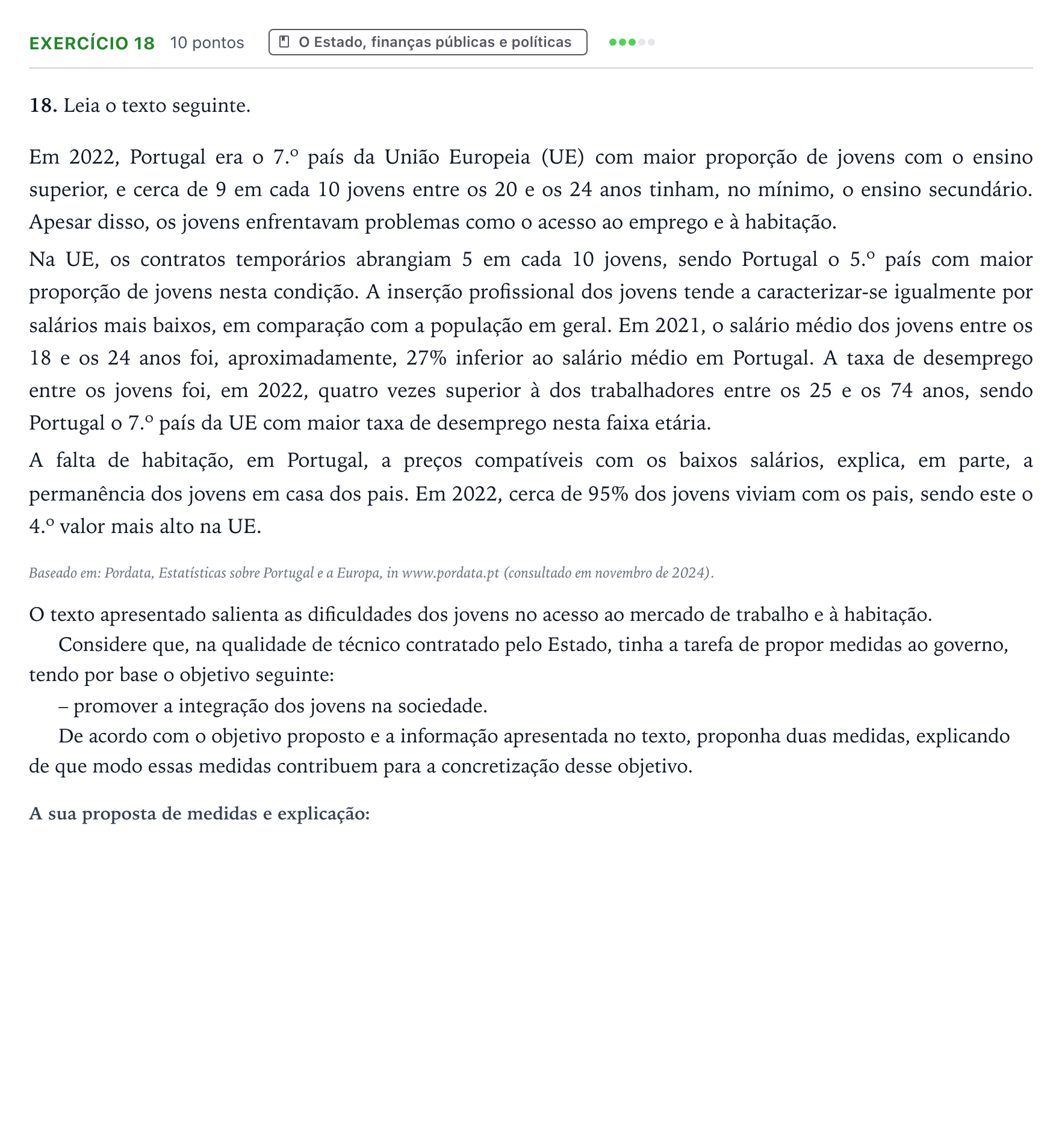 Enunciado: Exercício 18 · Exame Nacional Economia A Época especial 2025