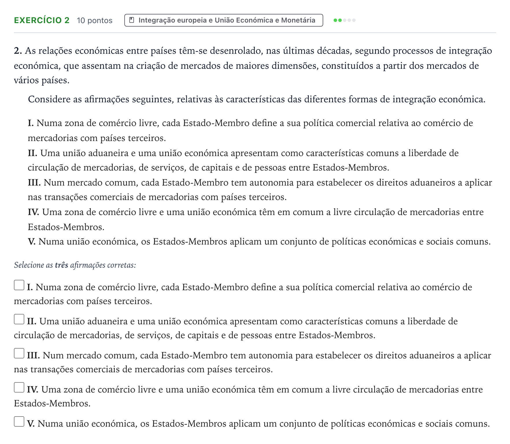 Enunciado: Exercício 2 · Exame Nacional Economia A Época especial 2025