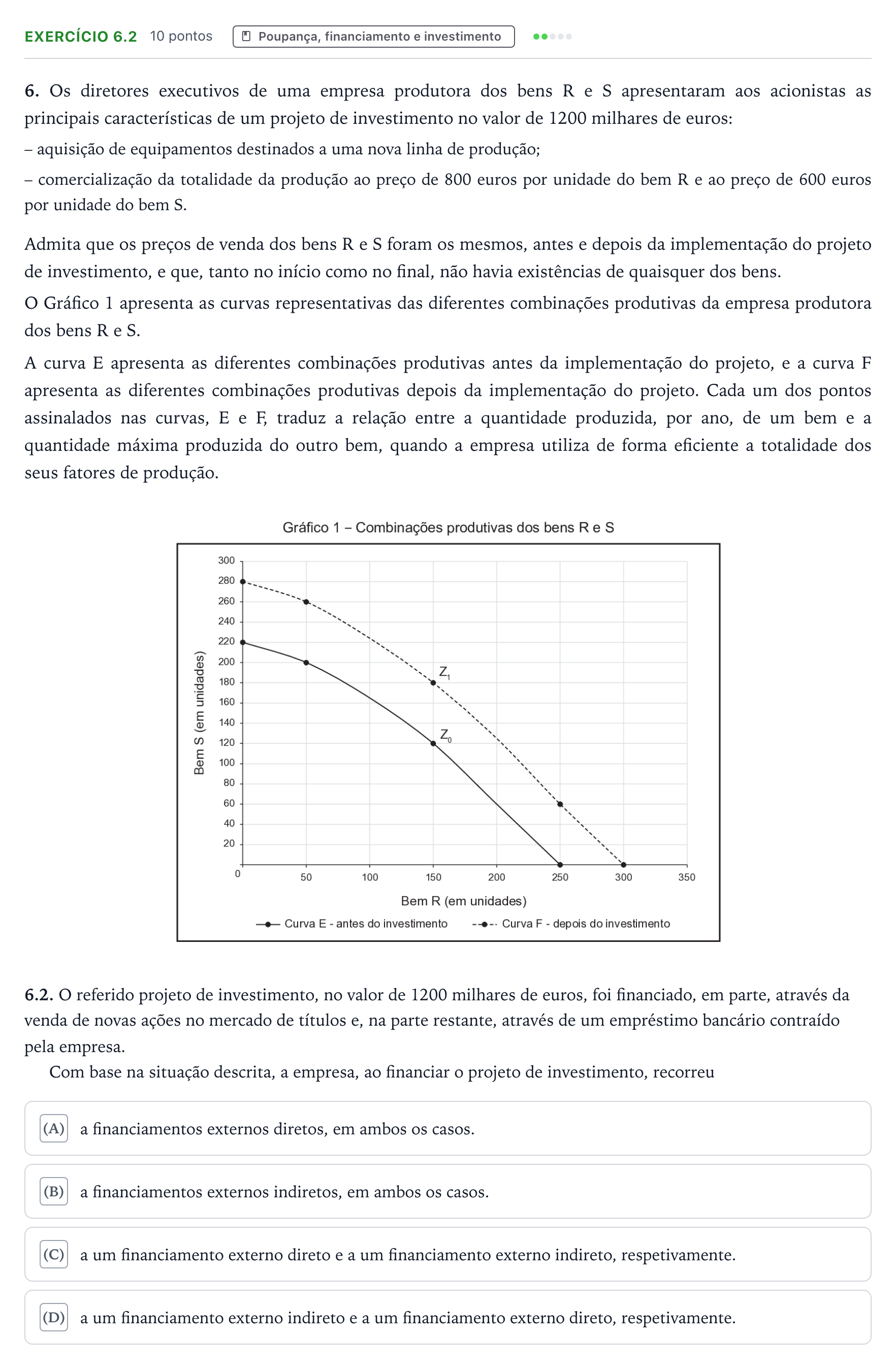 Enunciado: Exercício 6.2 · Exame Nacional Economia A Época especial 2025