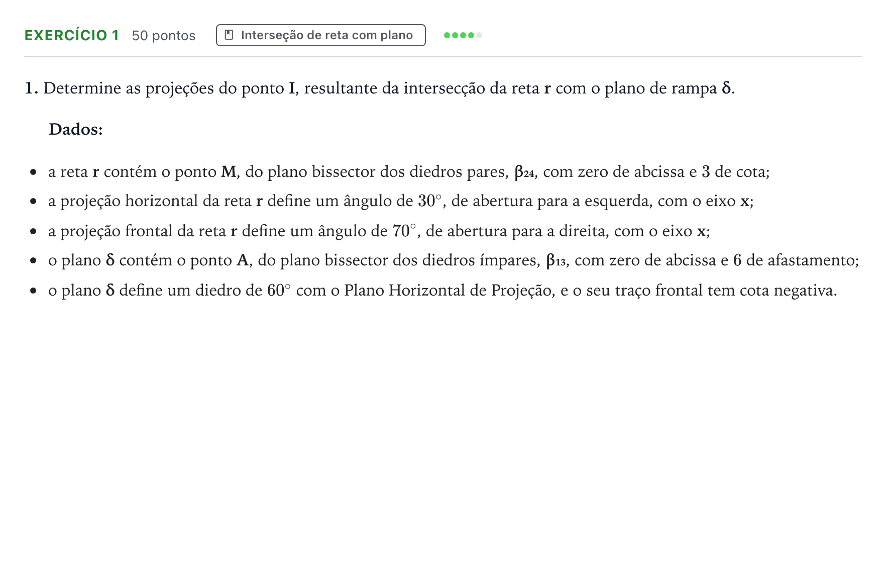 Enunciado: Exercício 1 · Exame Nacional Geometria Descritiva A Época especial 2025