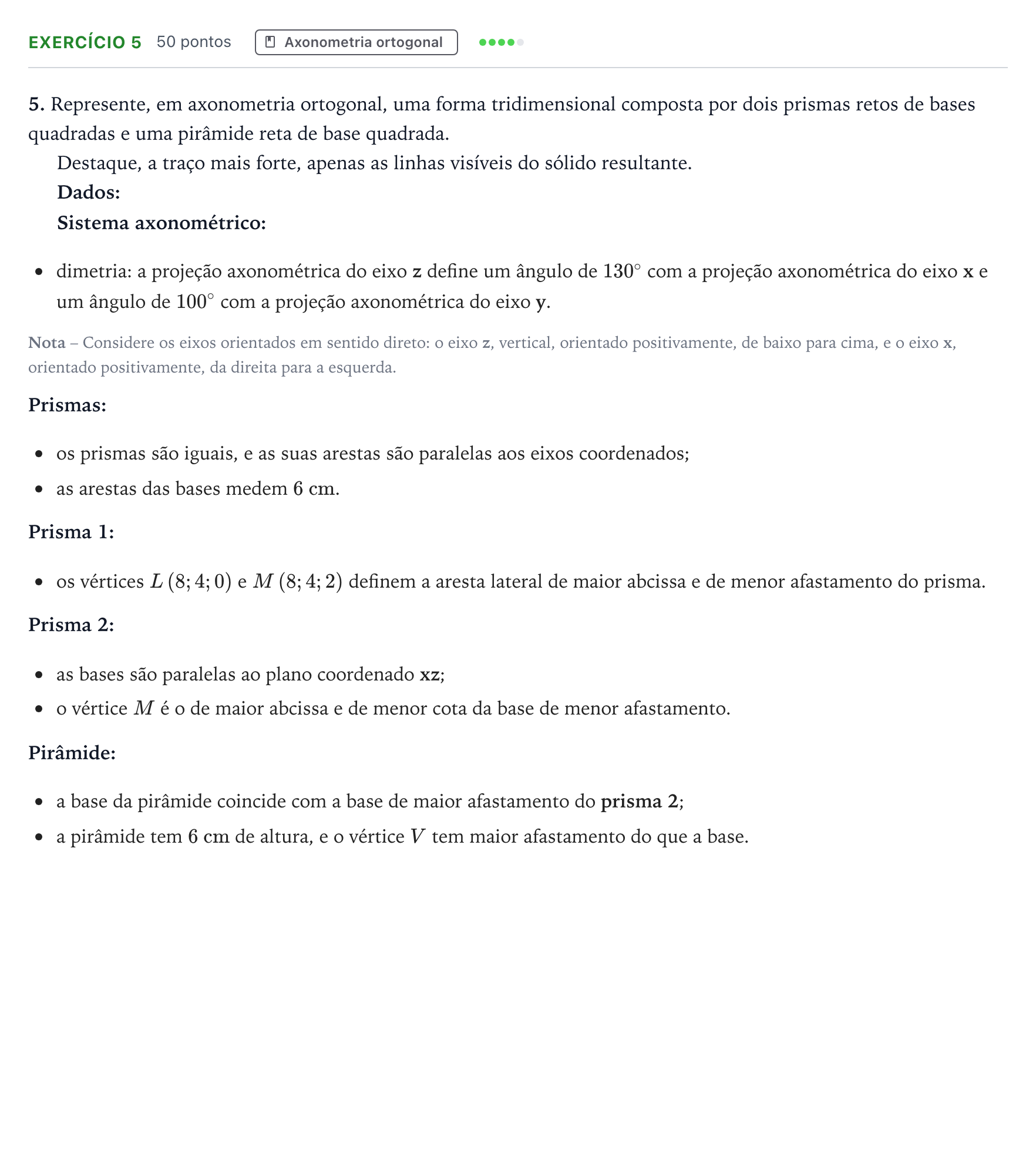 Enunciado: Exercício 5 · Exame Nacional Geometria Descritiva A Época especial 2025