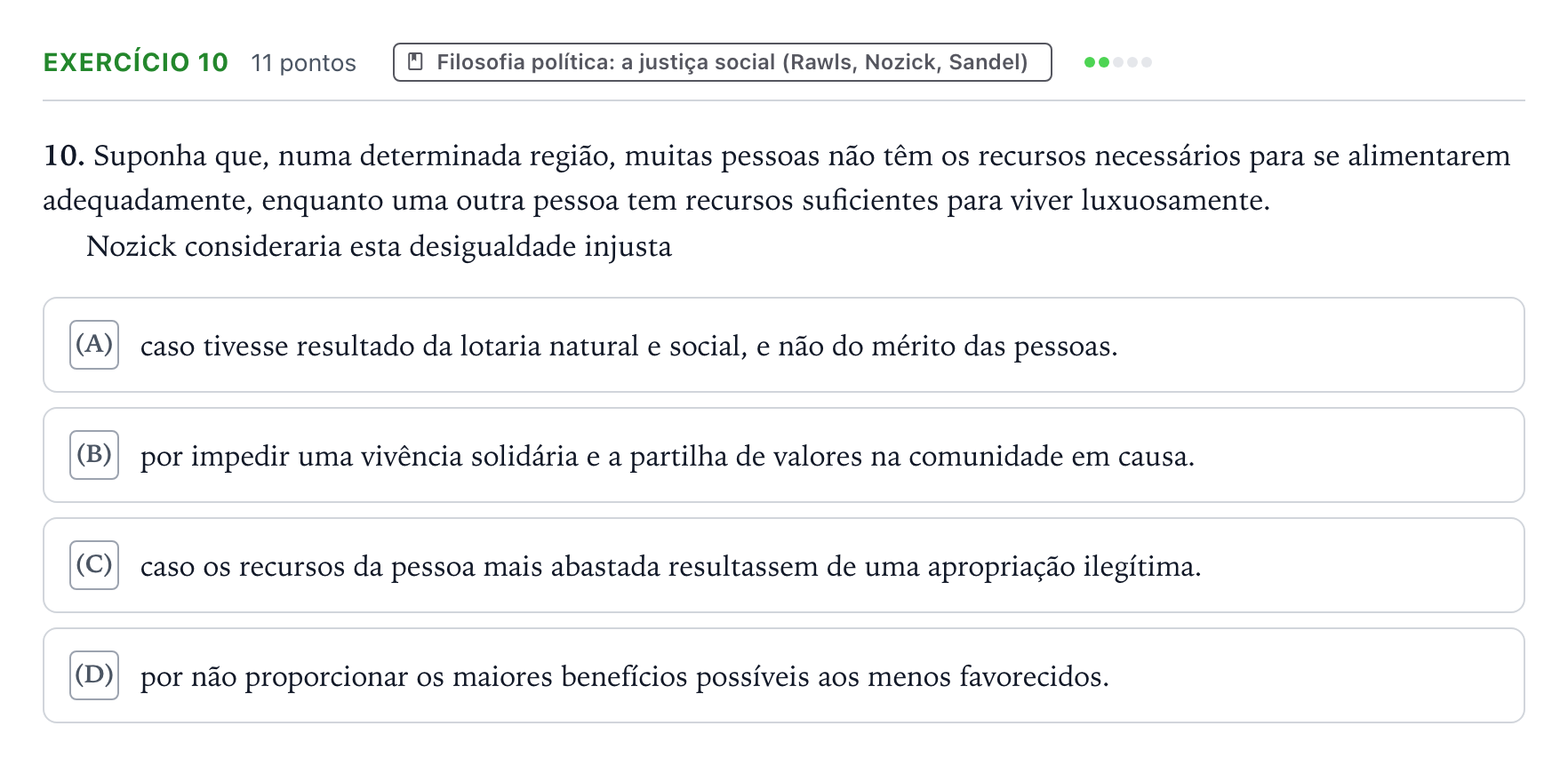 Enunciado: Exercício 10 · Exame Nacional Filosofia Época especial 2025