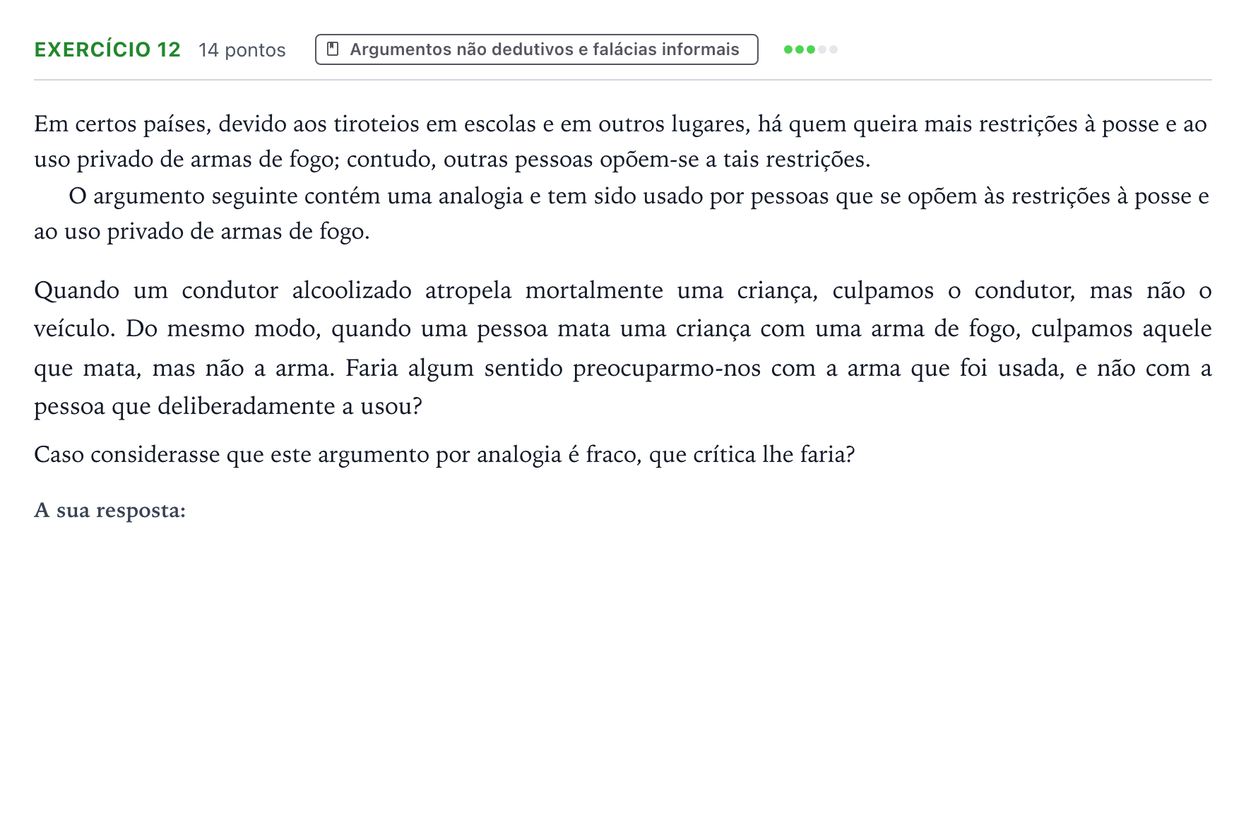 Enunciado: Exercício 12 · Exame Nacional Filosofia Época especial 2025