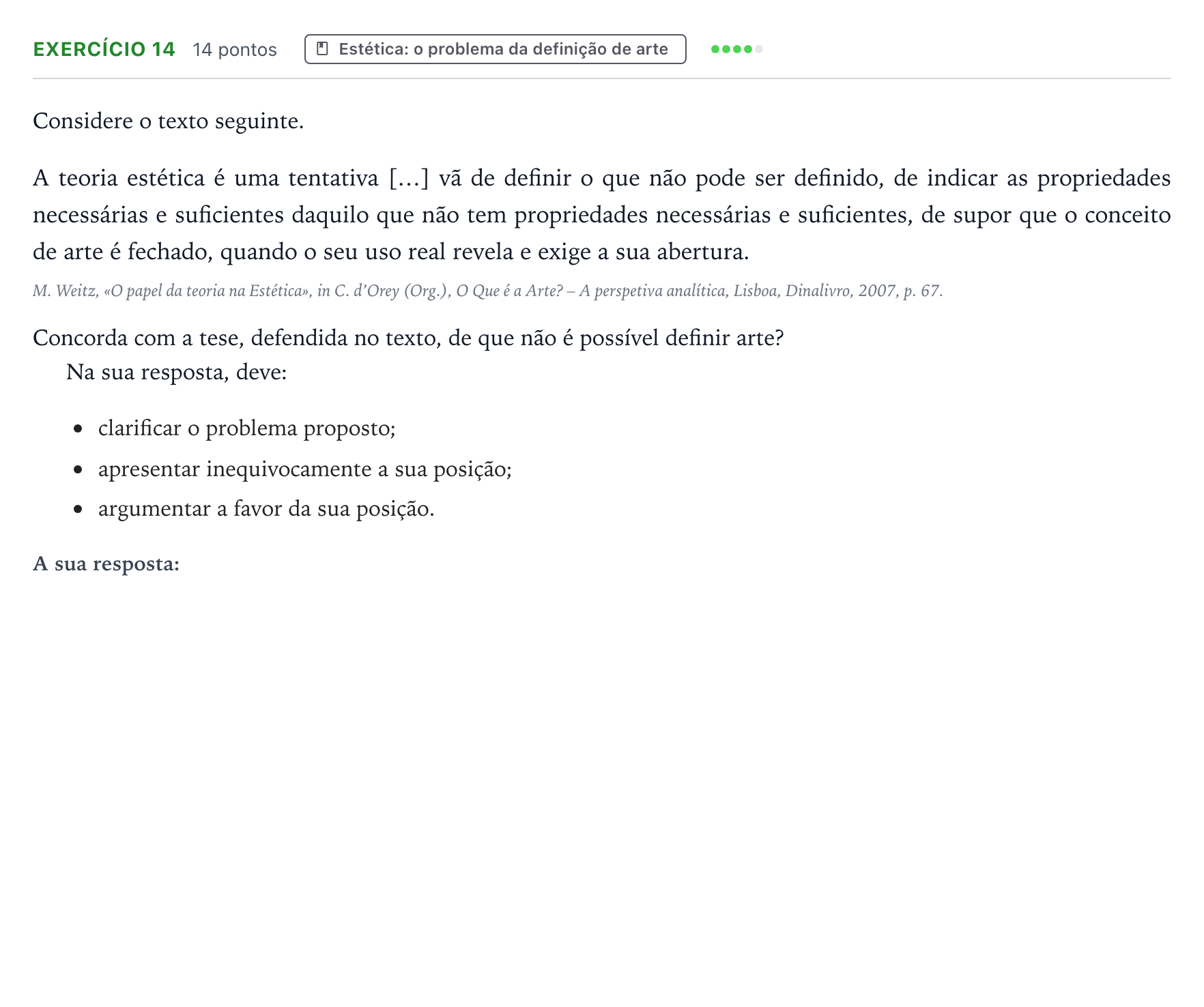 Enunciado: Exercício 14 · Exame Nacional Filosofia Época especial 2025