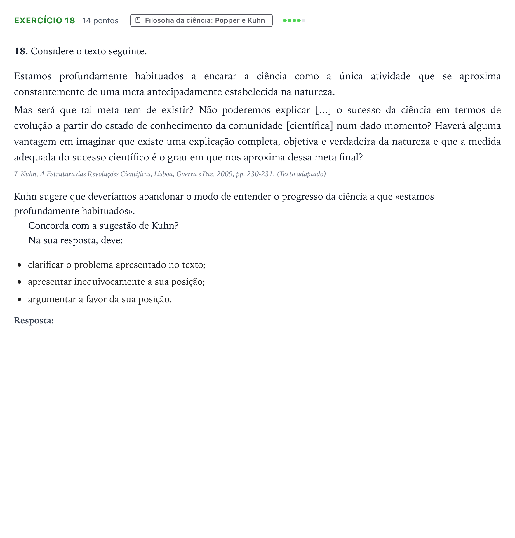 Enunciado: Exercício 18 · Exame Nacional Filosofia Época especial 2025