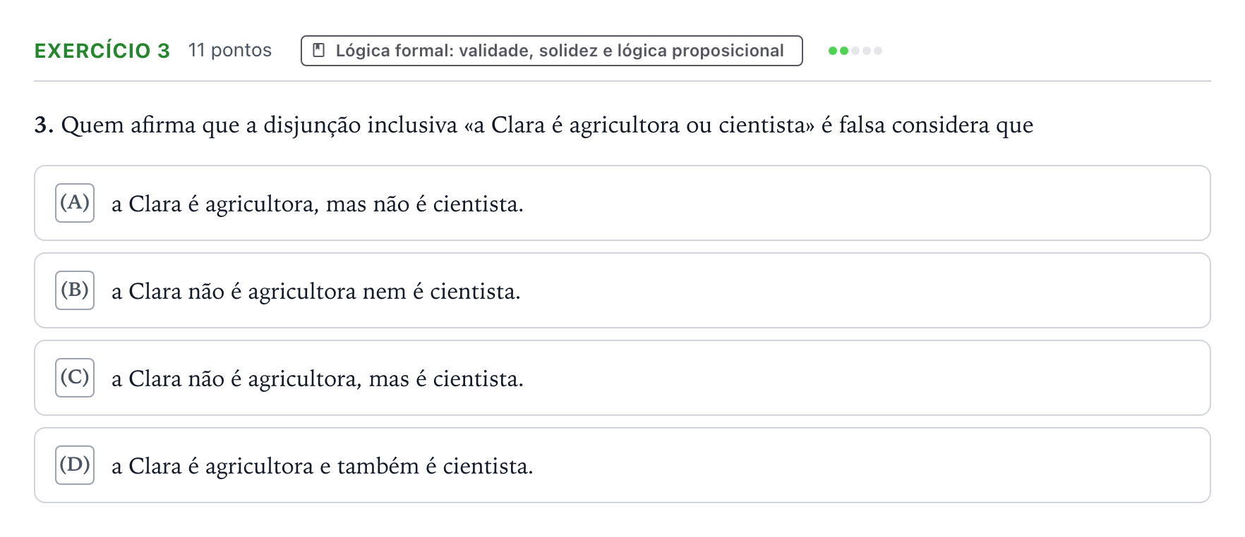 Enunciado: Exercício 3 · Exame Nacional Filosofia Época especial 2025