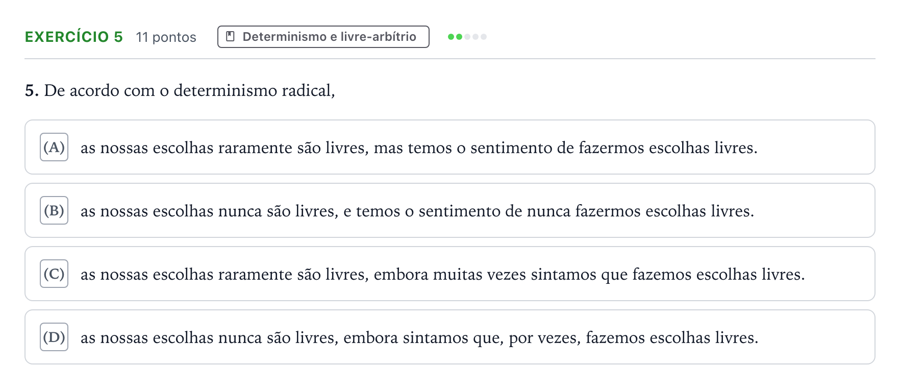 Enunciado: Exercício 5 · Exame Nacional Filosofia Época especial 2025