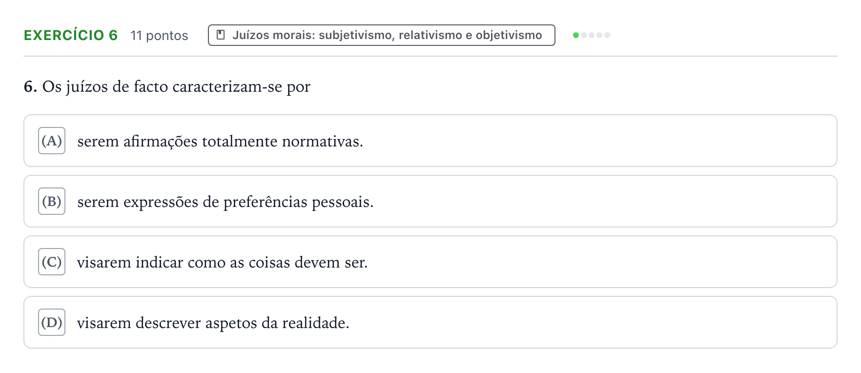 Enunciado: Exercício 6 · Exame Nacional Filosofia Época especial 2025