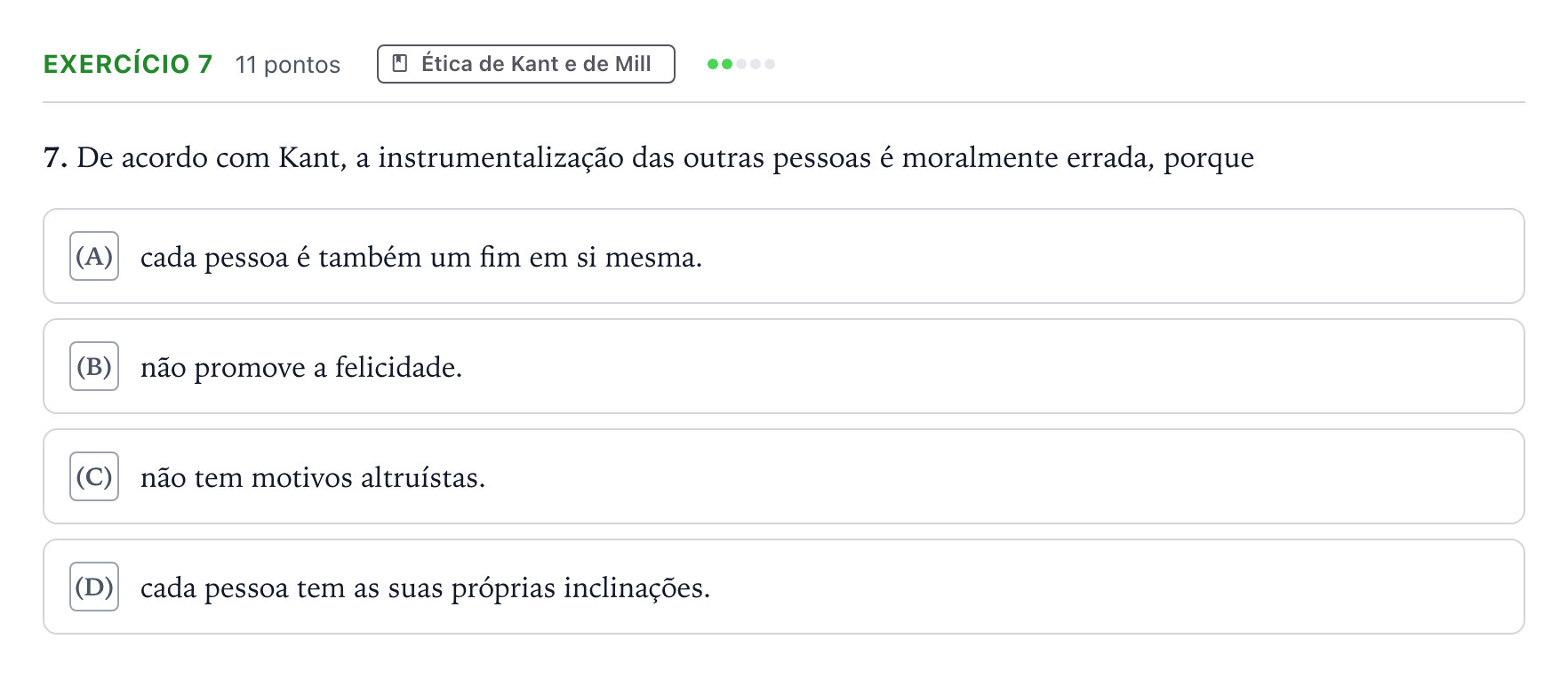 Enunciado: Exercício 7 · Exame Nacional Filosofia Época especial 2025