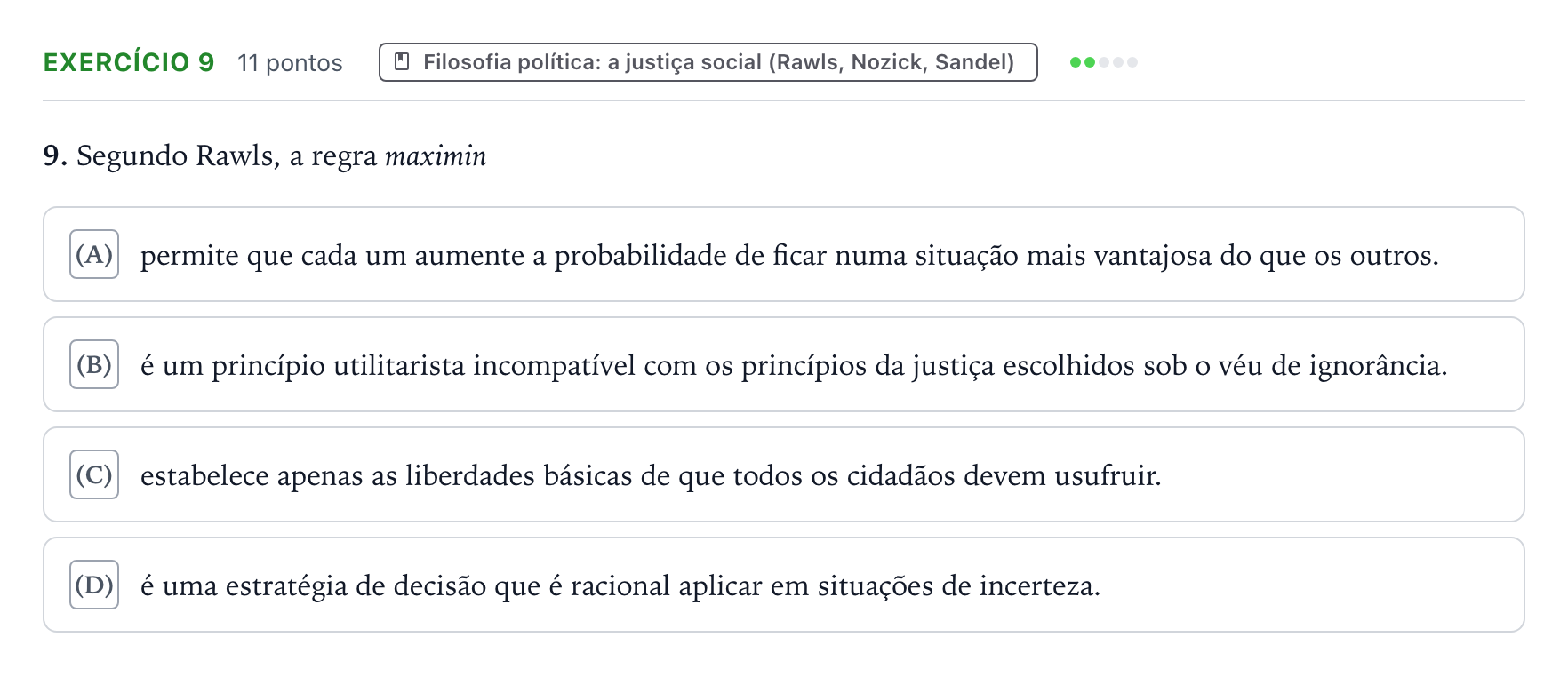 Enunciado: Exercício 9 · Exame Nacional Filosofia Época especial 2025